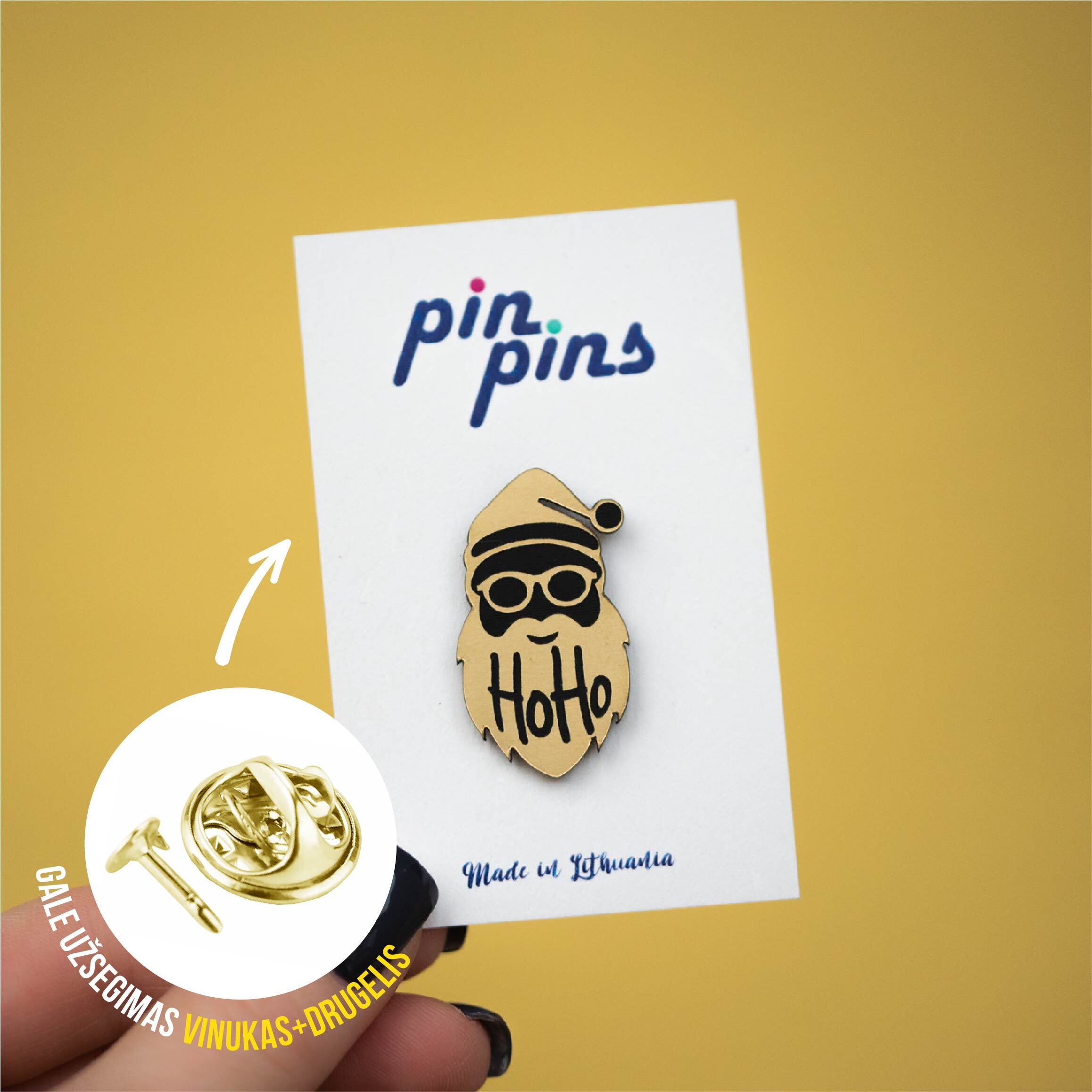 Kalėdų senis - HoHo! Įsegamas Pin ženkliukas sagė drabužio aksesuaras