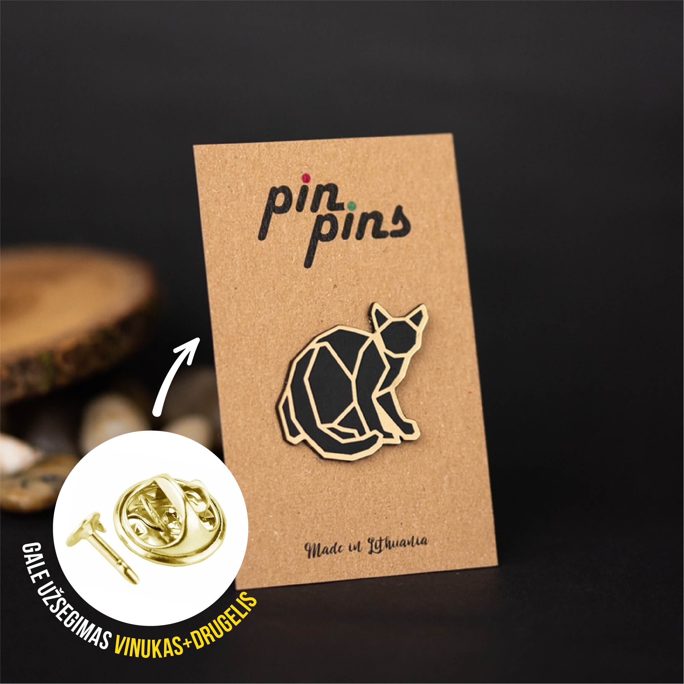 Katinas Cat Geometric Line Įsegamas Pin ženkliukas sagė drabužio aksesuaras