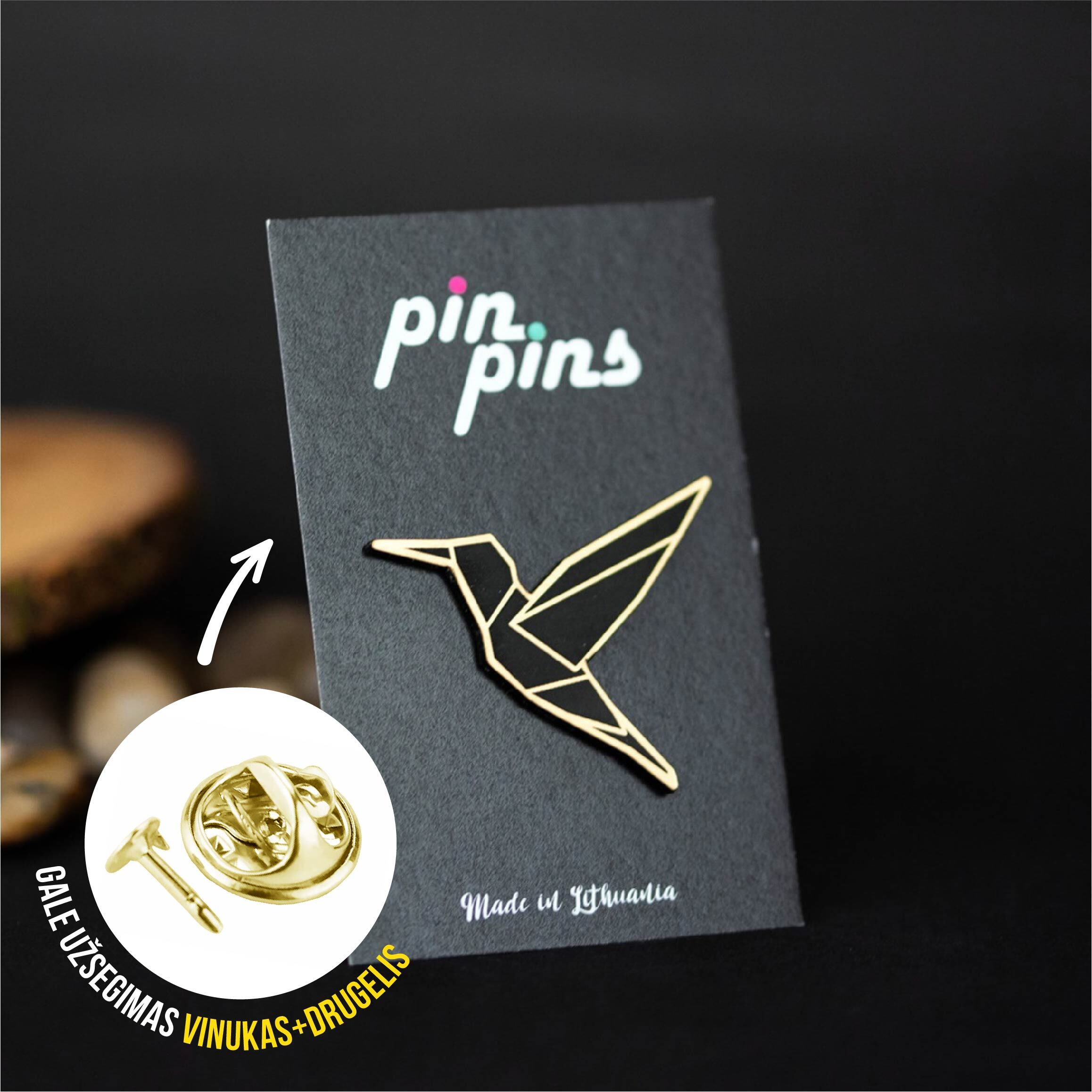 Kolibris Colibri Geometric Line įsegamas Pin ženkliukas sagė drabužio aksesuaras