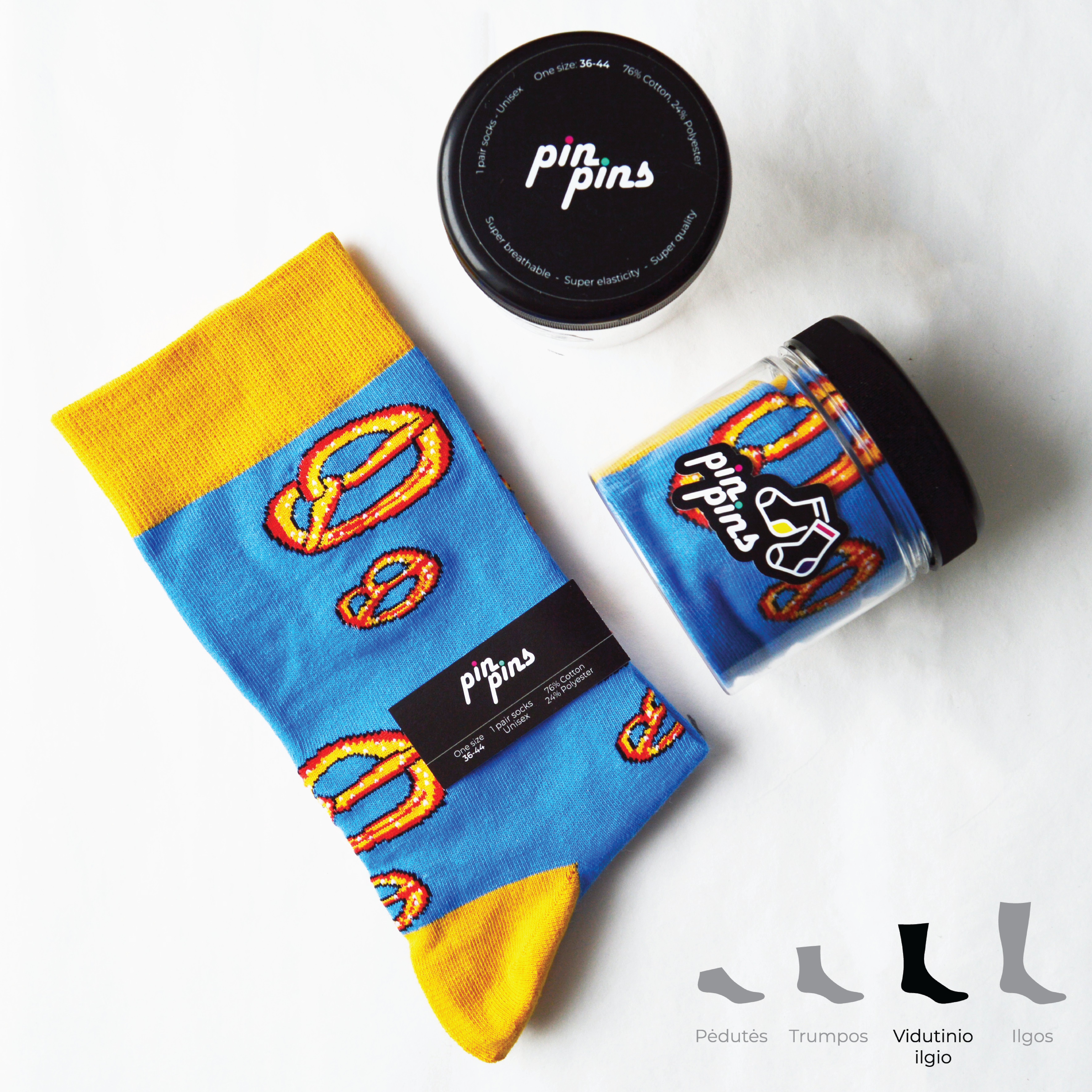 Krendelis - Vyr. kojinės, žydra/geltona