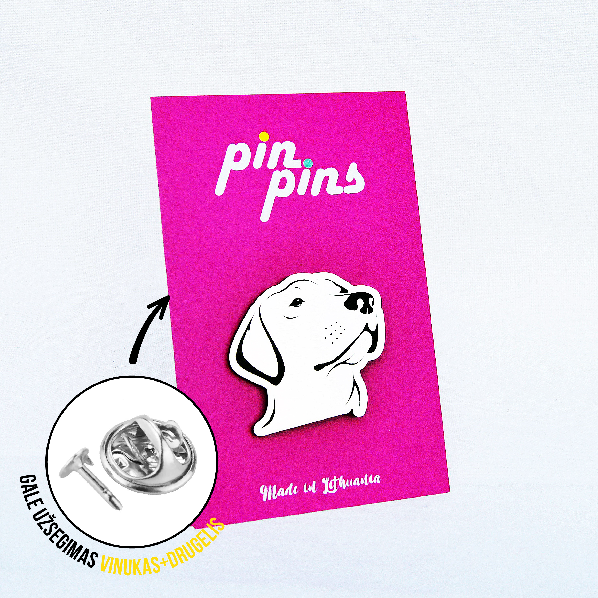 Labradoras Retriveris šuo Labrador Retriever dog įsegamas Pin ženkliukas sagė drabužio aksesuaras