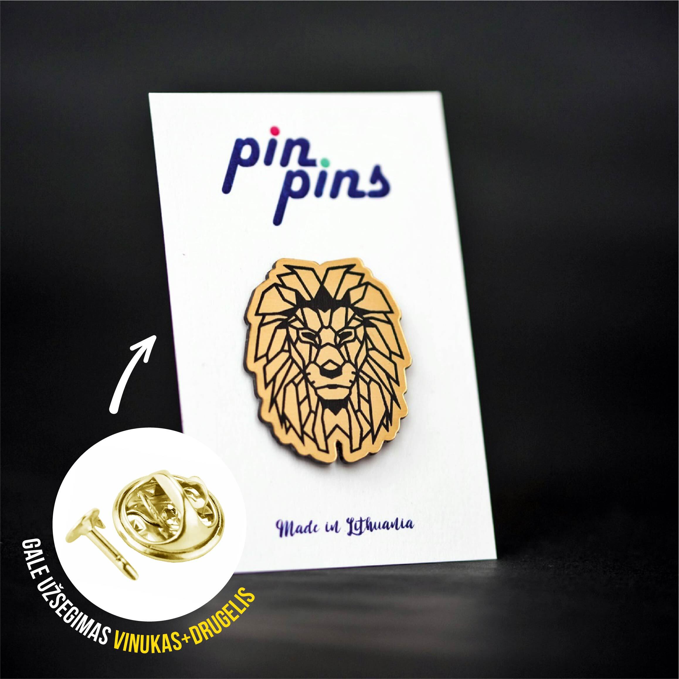 Liūtas Lion Geometric Line įsegamas Pin ženkliukas sagė drabužio aksesuaras