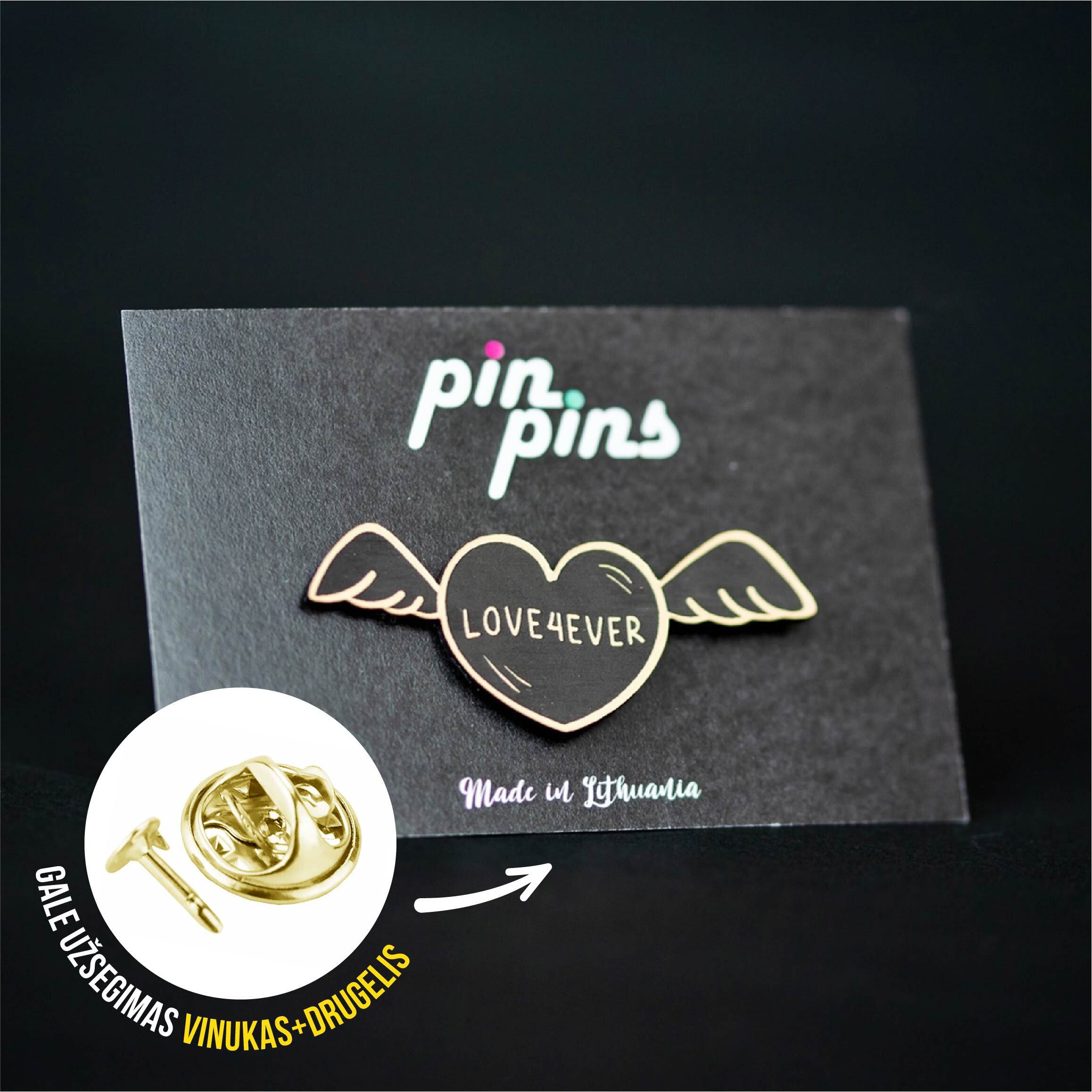 Love 4 ever įsegamas Pin Ženkliukas sagė drabužio aksesuaras