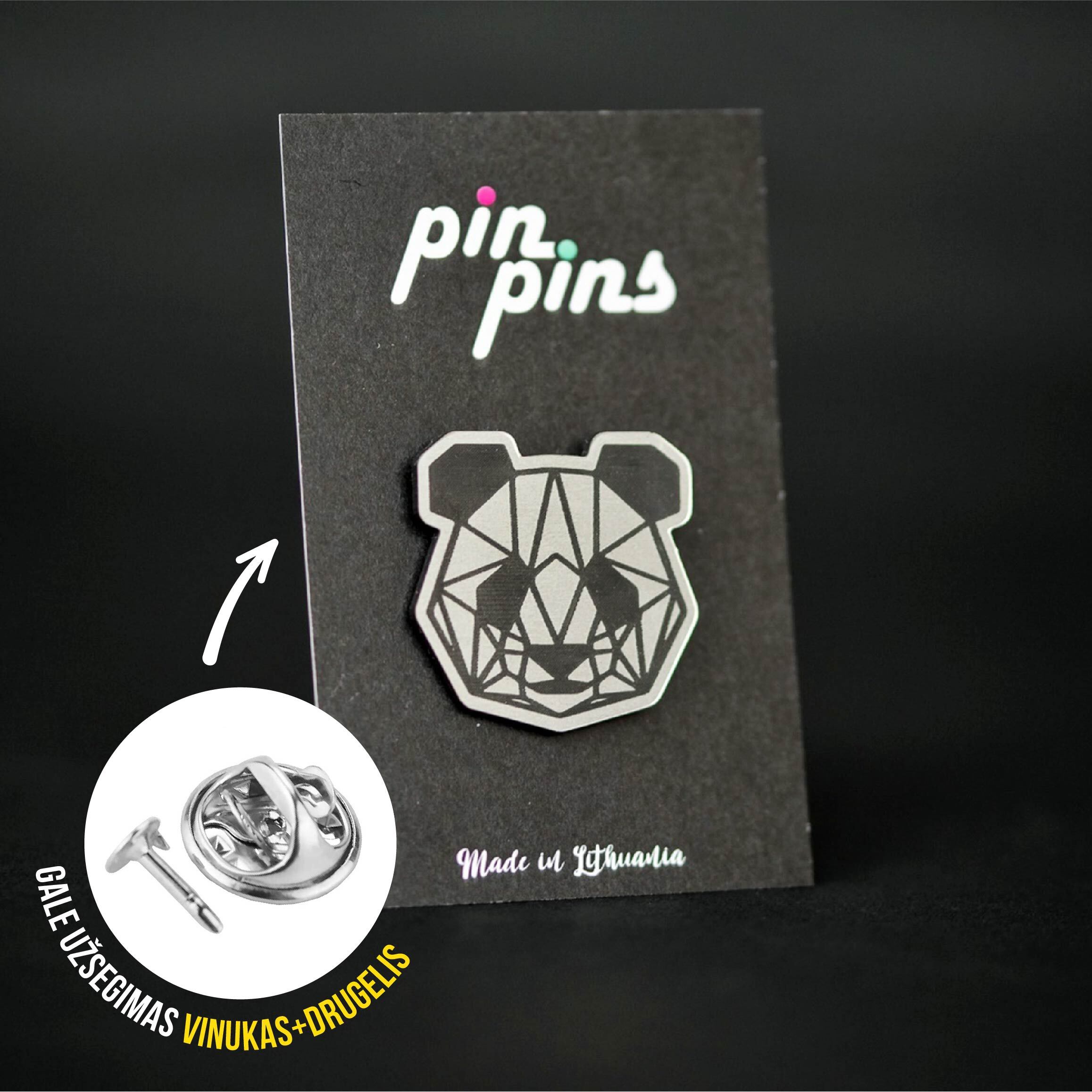 Panda Geometric Line įsegamas Pin ženkliukas sagė drabužio aksesuaras