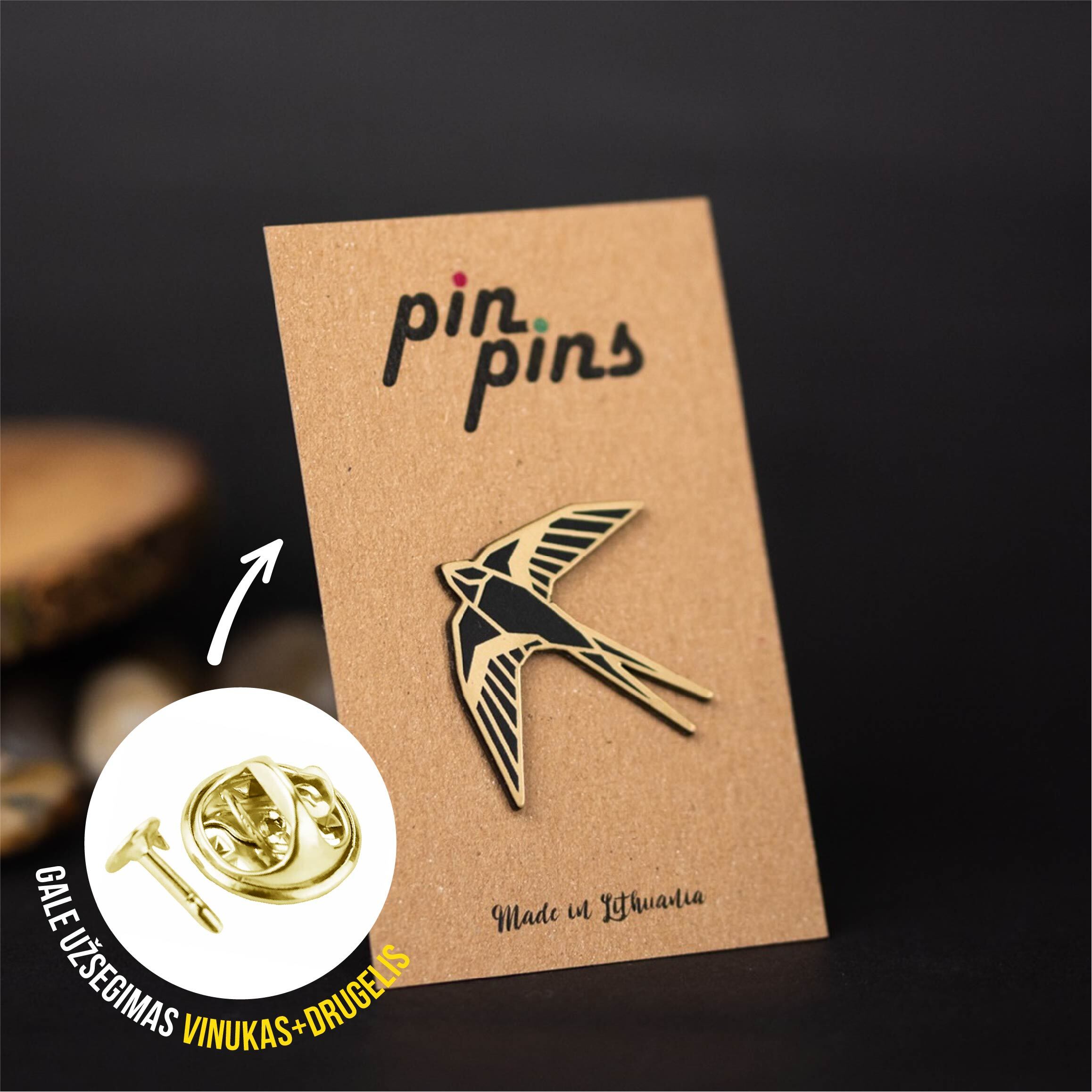 Paukštis! Kregždutė! Bird Swallow Geometric Line įsegamas Pin ženkliukas sagė drabužio aksesuaras
