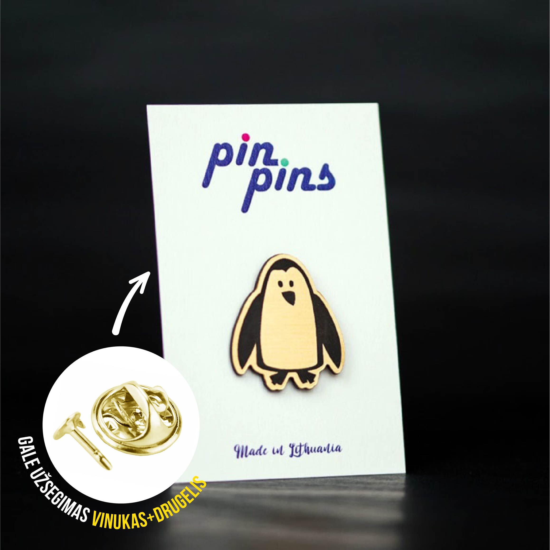 Pingvinas Pinguin Įsegamas Pin ženkliukas sagė drabužio aksesuaras