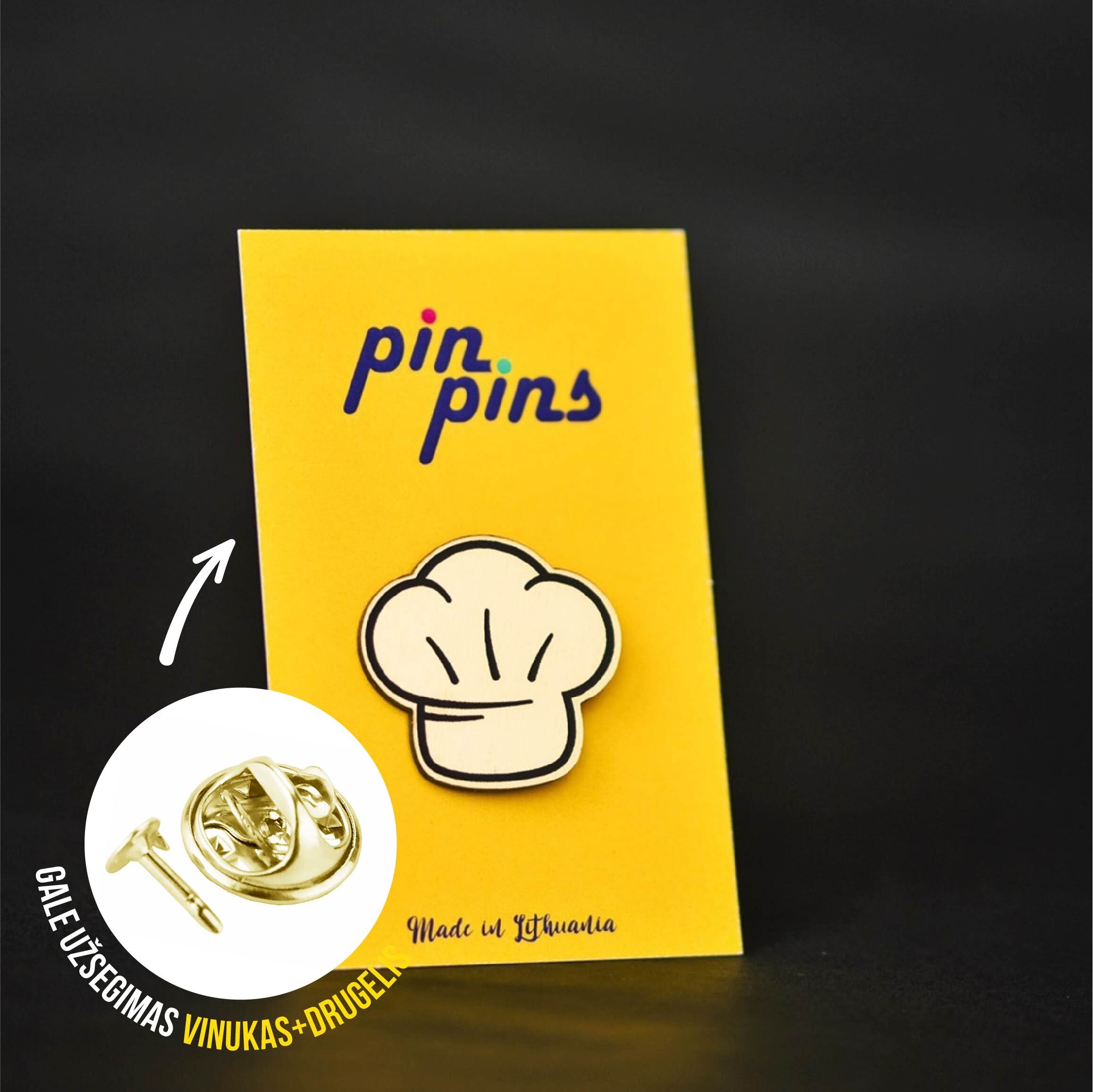 Šefo kepurė Chef Hat įsegamas Pin ženkliukas sagė drabužio aksesuaras