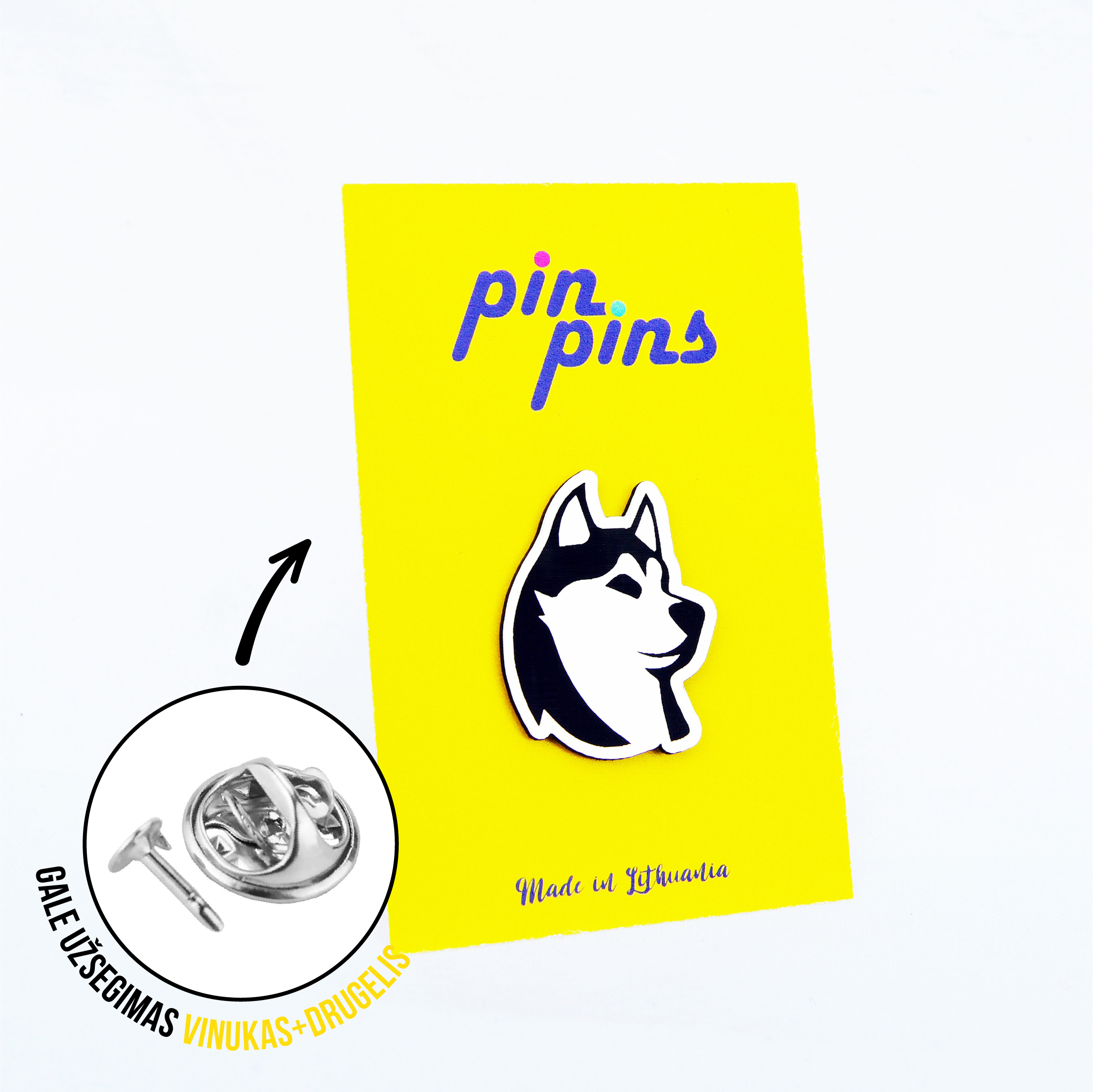 Sibiro haskis (Siberian Husky) šuo dog įsegamas Pin ženkliukas sagė drabužio aksesuaras