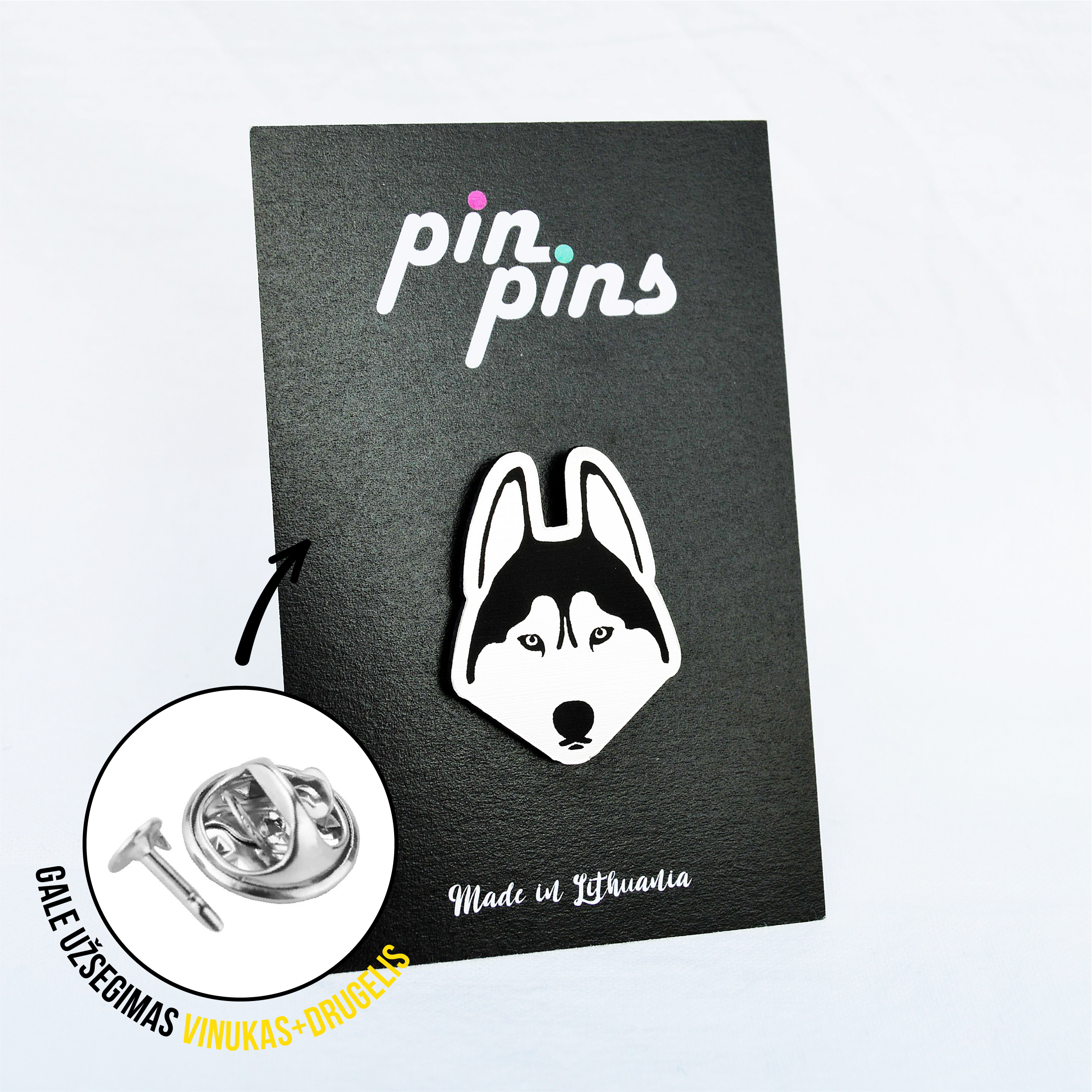 Sibiro haskis (Siberian Husky) šuo dog įsegamas Pin ženkliukas sagė drabužio aksesuaras