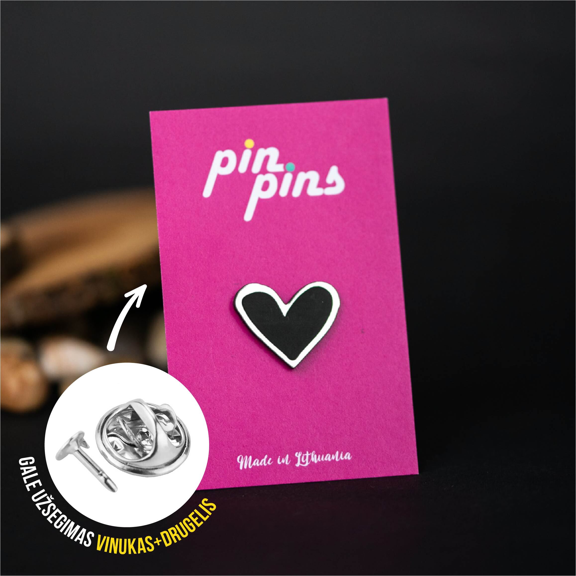 Širdelė Heart įsegamas Pin ženkliukas sagė drabužio aksesuaras