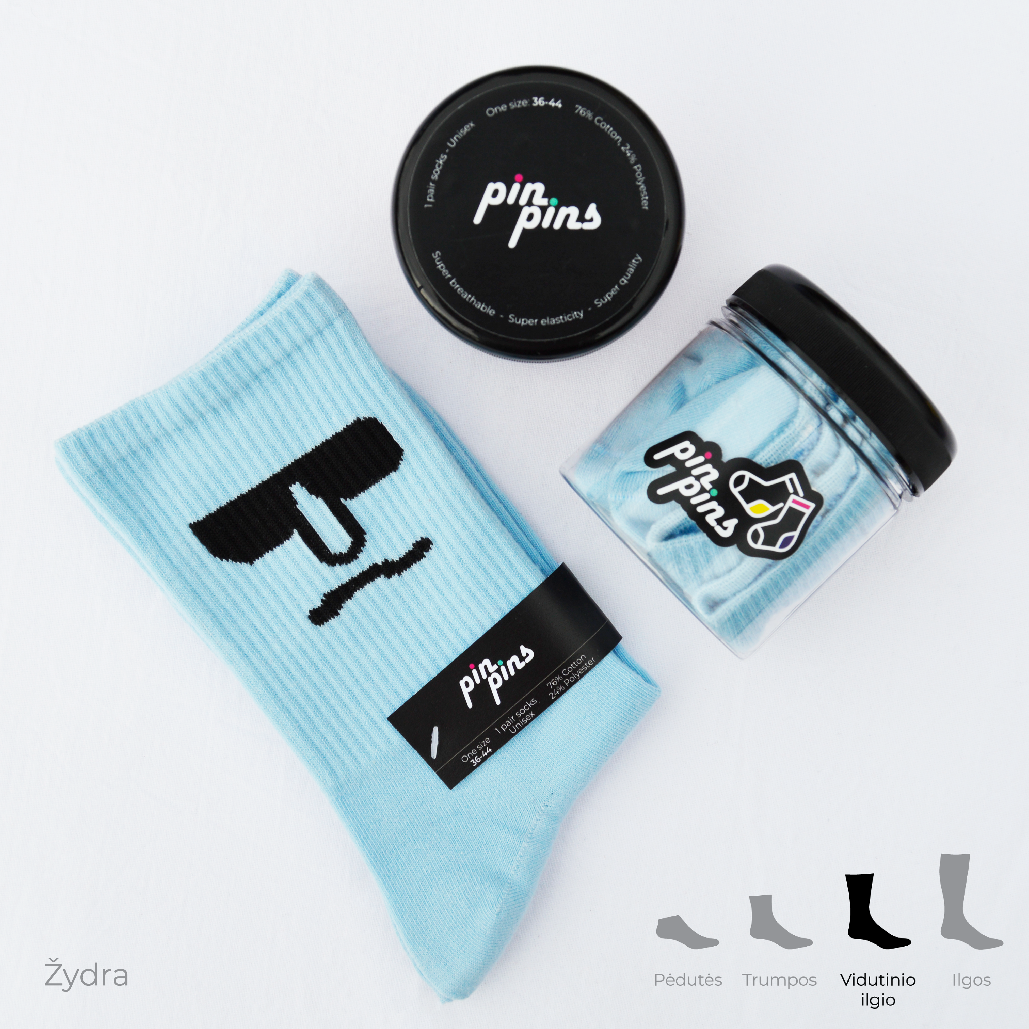 Spalvotos kojinės "Emocijos-Veidai" Žydra