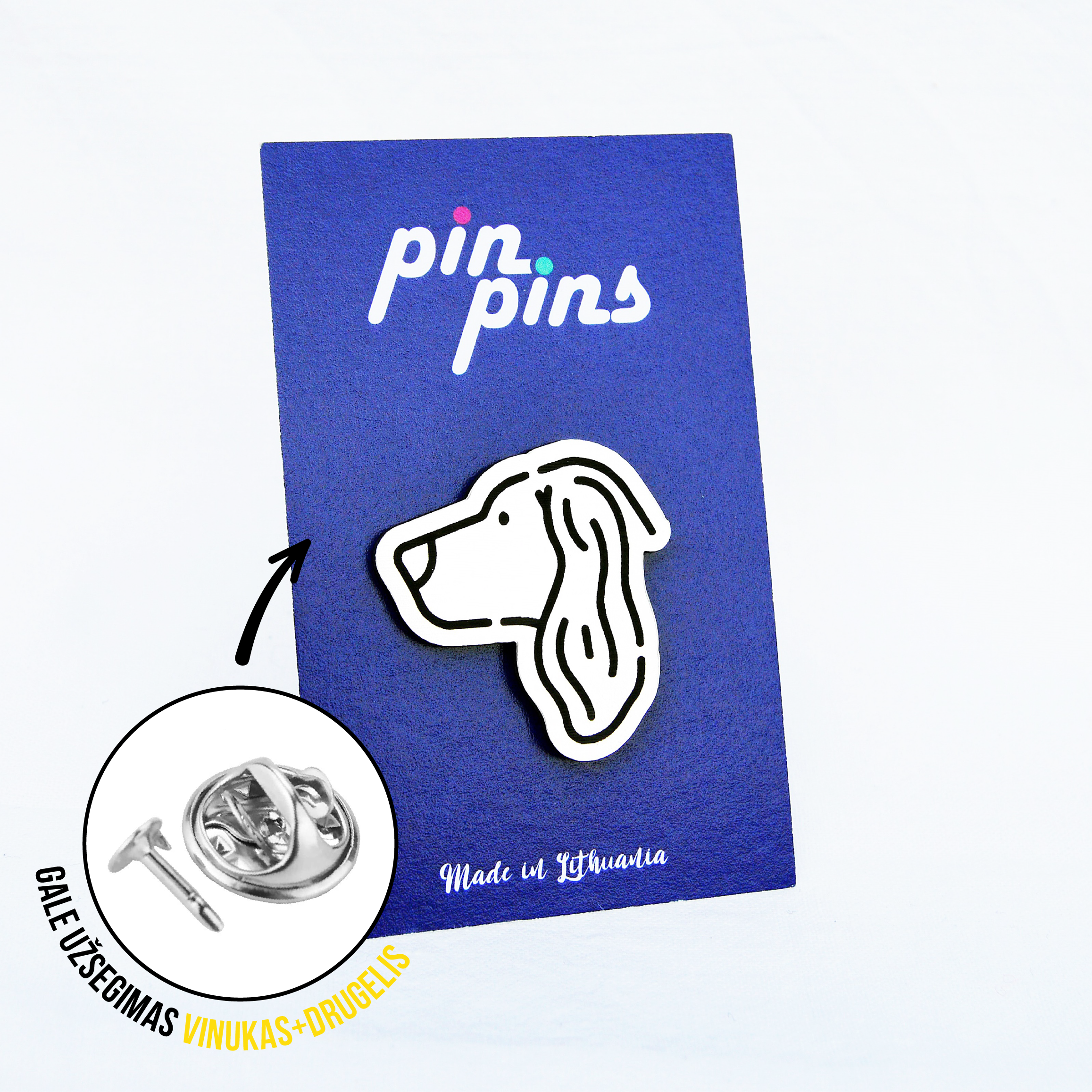 Spanielis Seteris šuo Spaniel Setter dog įsegamas Pin ženkliukas sagė drabužio aksesuaras