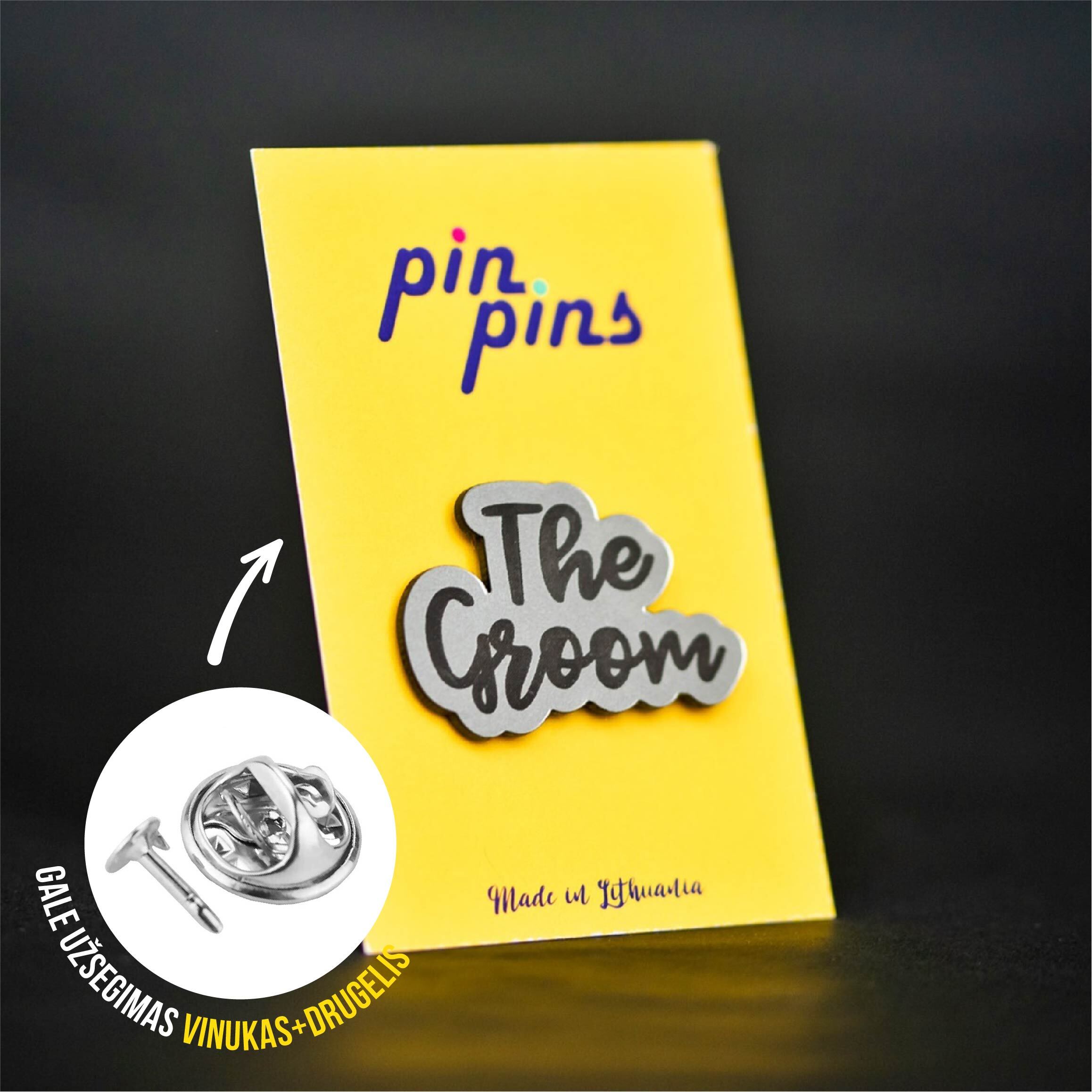 The Groom Jaunikis Jaunasis įsegamas Pin Ženkliukas sagė drabužio aksesuaras