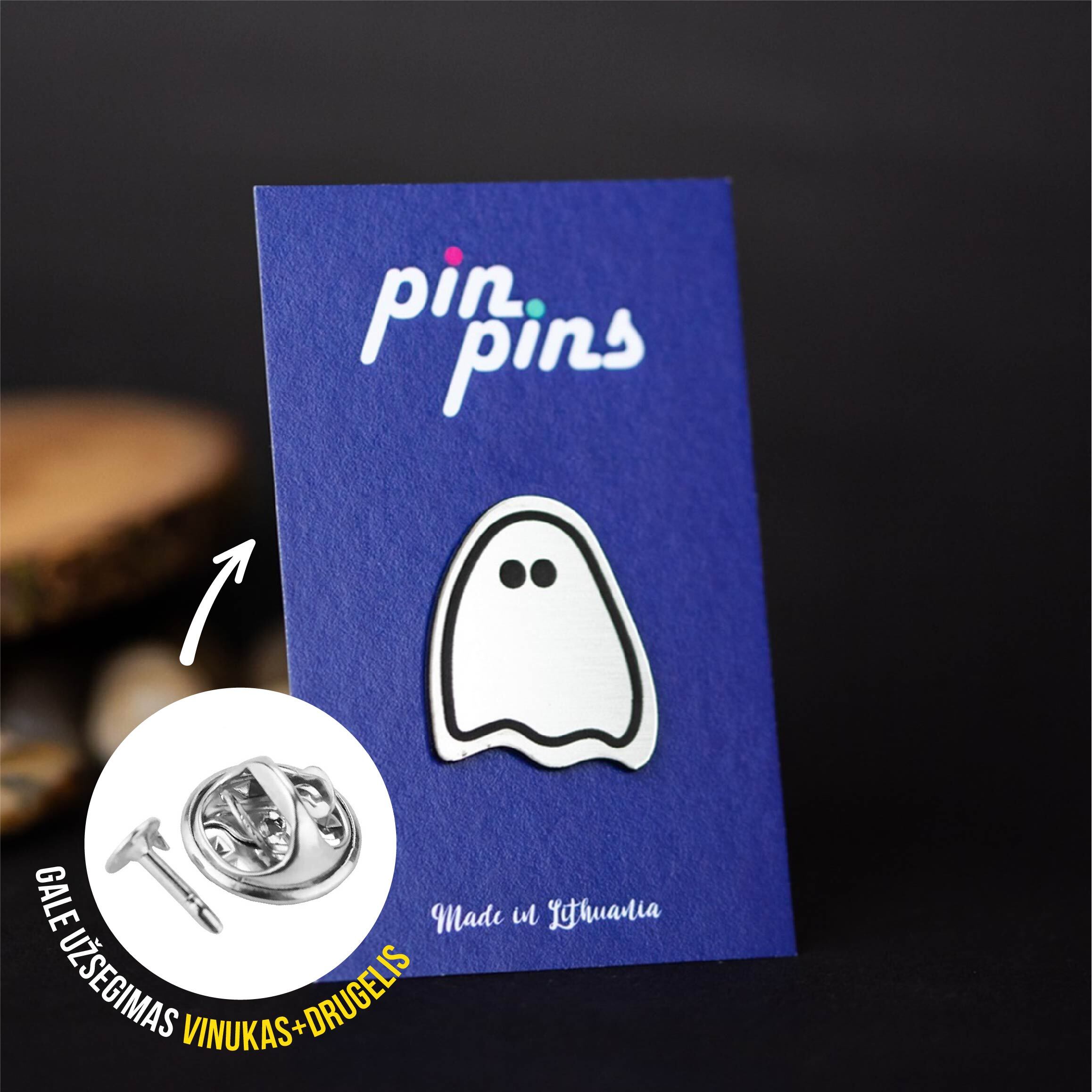 Vaiduoklis Ghost įsegamas Pin ženkliukas sagė drabužio aksesuaras