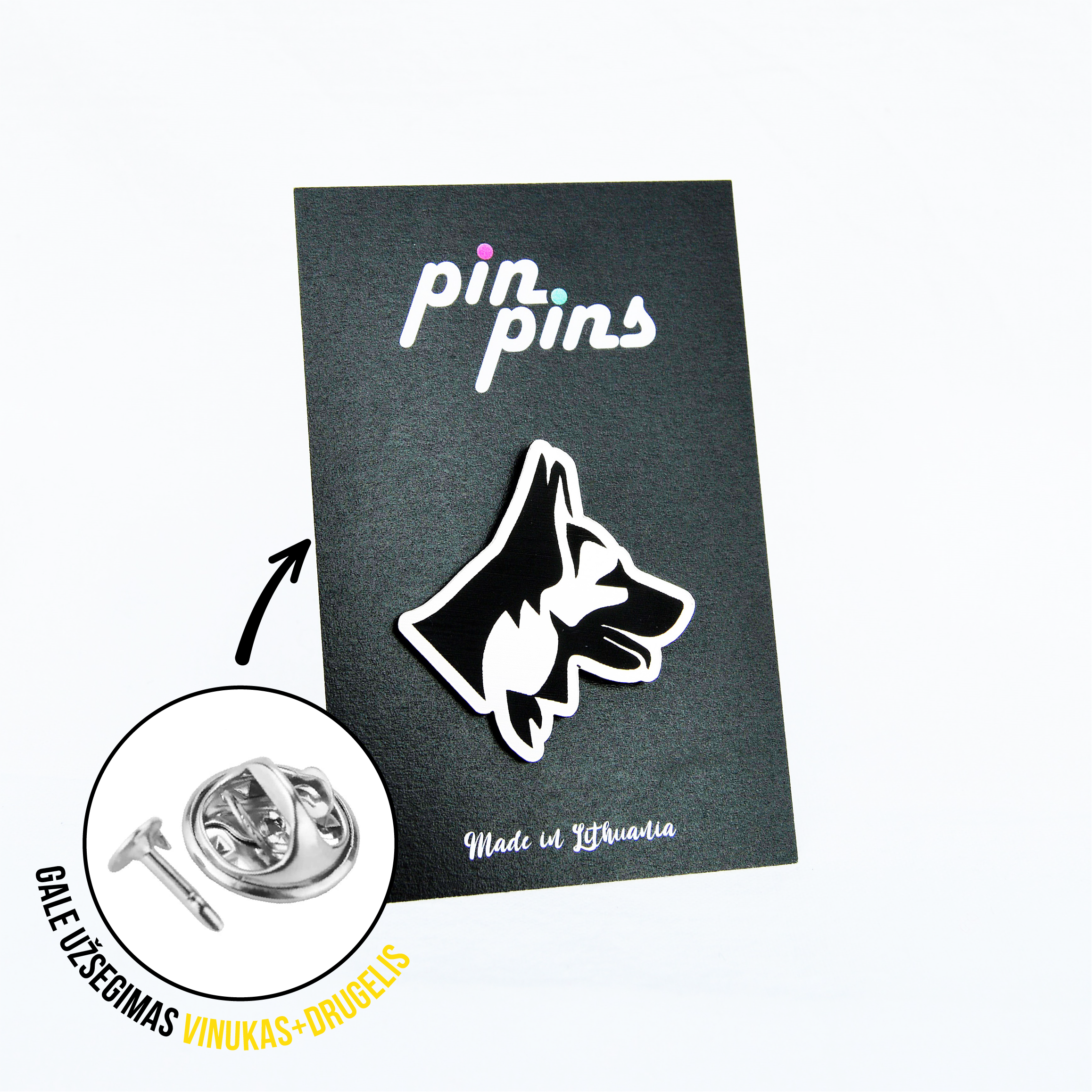 Vokiečių aviganis German Shepherd dog įsegamas Pin ženkliukas sagė drabužio aksesuaras