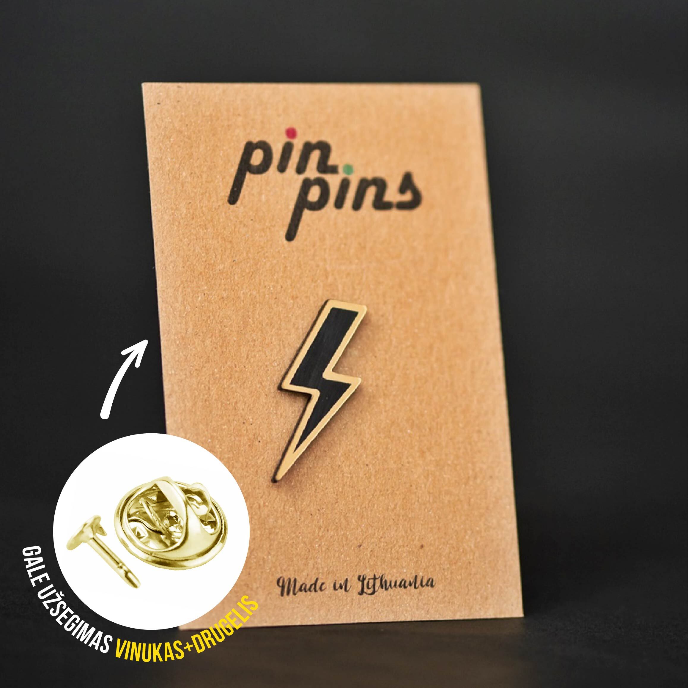 Žaibas Lightning Bolt įsegamas Pin ženkliukas sagė drabužio aksesuaras