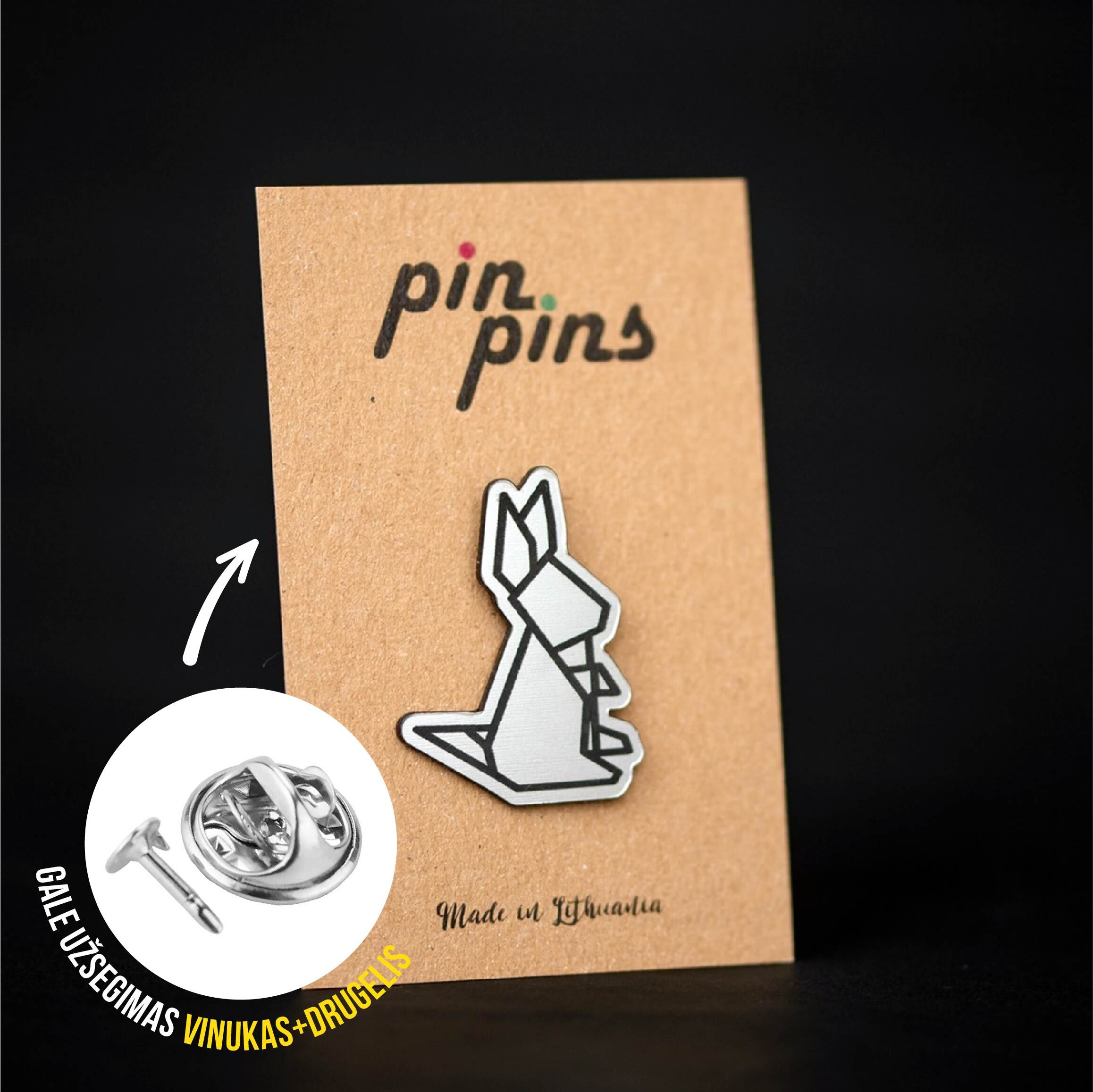 Zuikis Rabbit Bunny Geometric Line įsegamas Pin ženkliukas sagė drabužio aksesuaras