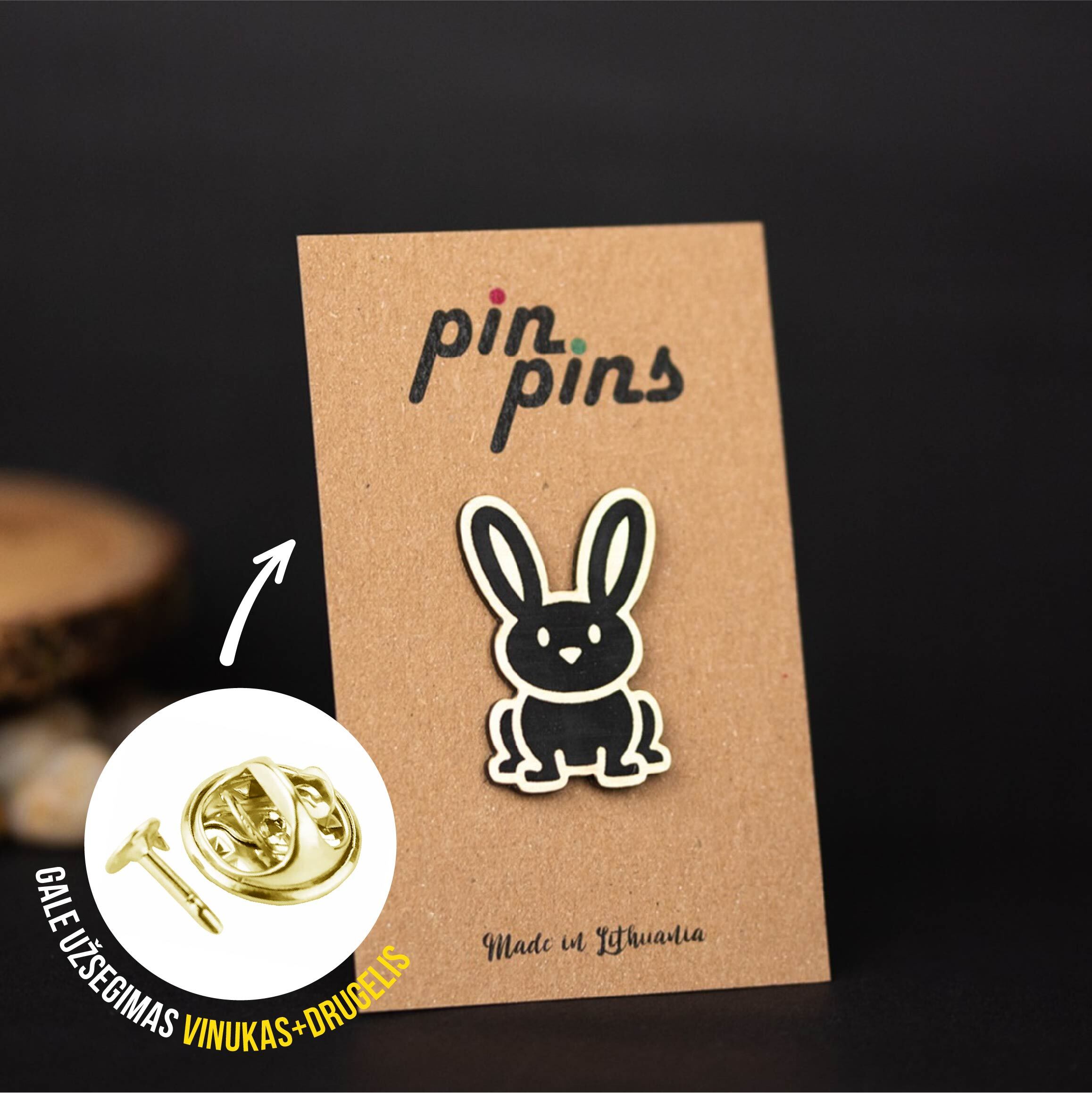 Zuikis Rabbit Bunny Įsegamas Pin ženkliukas sagė drabužio aksesuaras