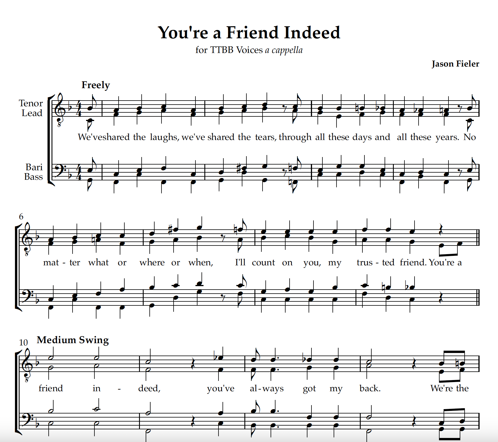 You're a Friend Indeed (TTBB Barbershop)