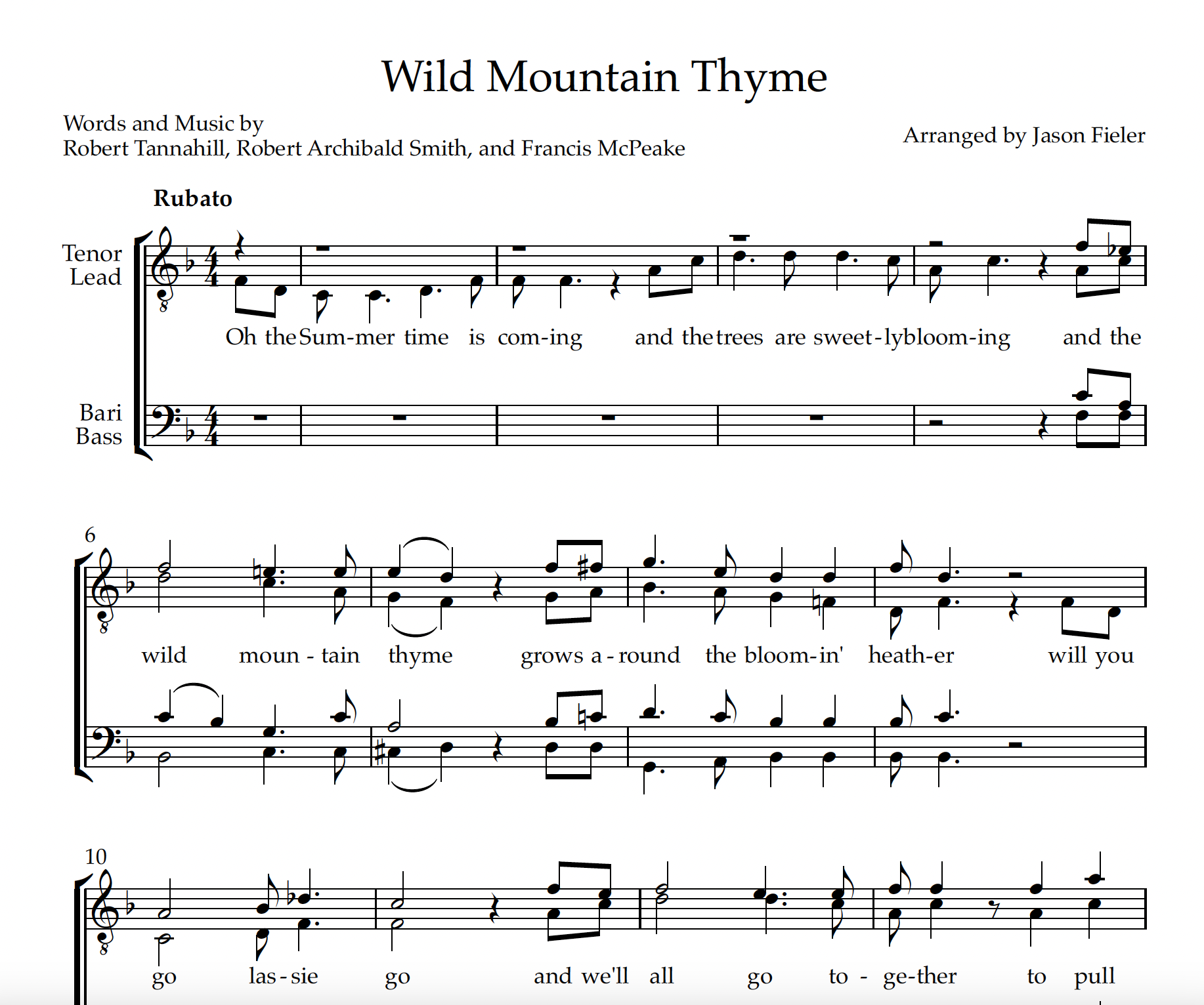 Wild Mountain Thyme (TTBB Barbershop)