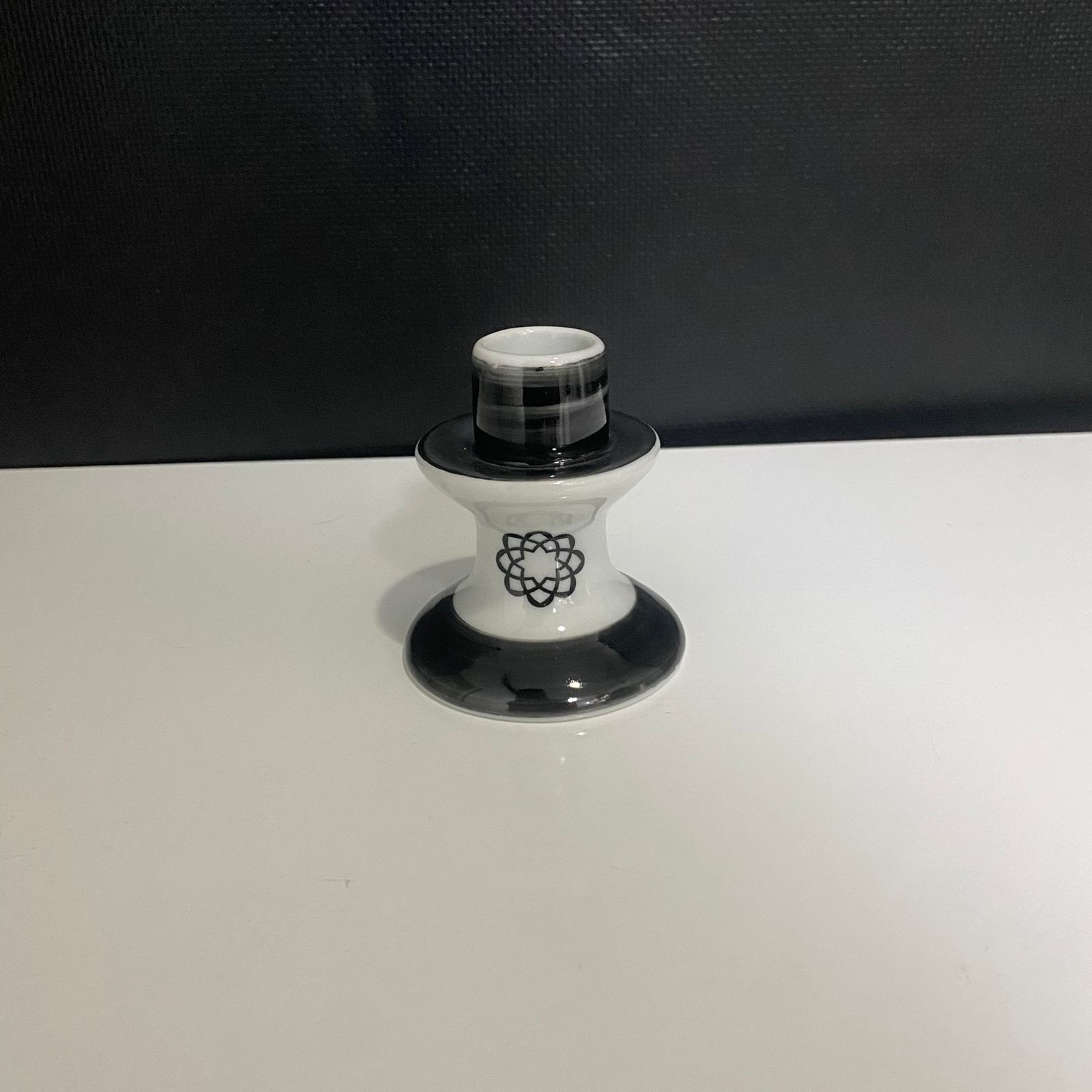 Castiçal de Porcelana Mini - Preto/Branco