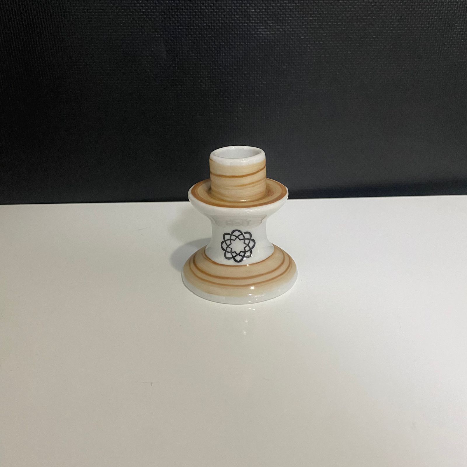 Castiçal de Porcelana Mini - Bege/Branco