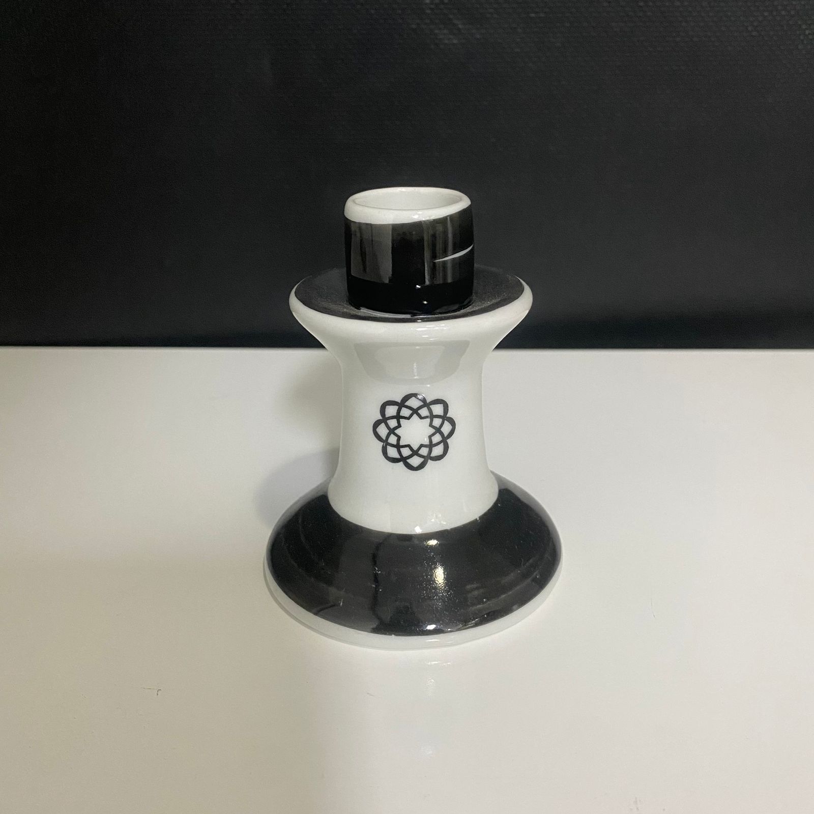 Castiçal de Porcelana - Preto/Branco