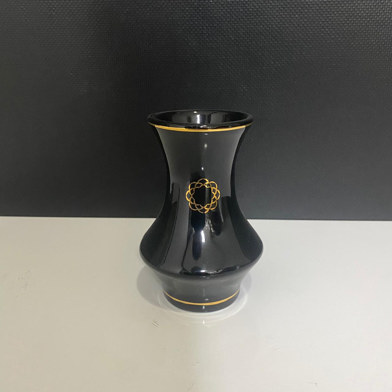 Vaso Mini Porcelana - Preto/Dourado