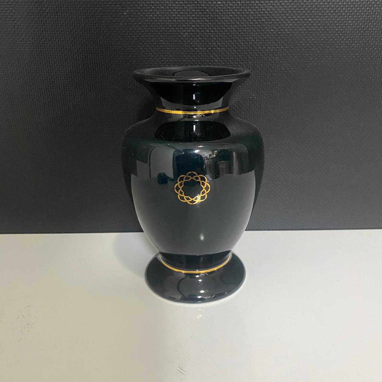 Vaso Pequeno Porcelana - Preto/Dourado