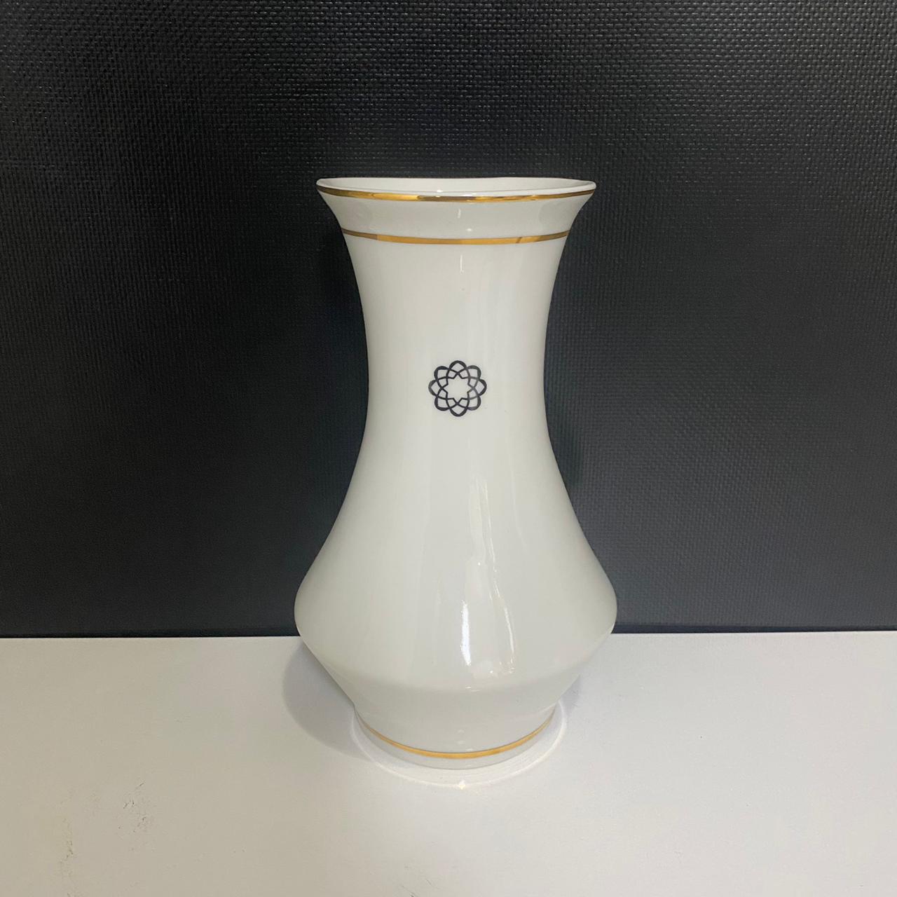 Vaso Porcelana Grande - Branco/Dourado