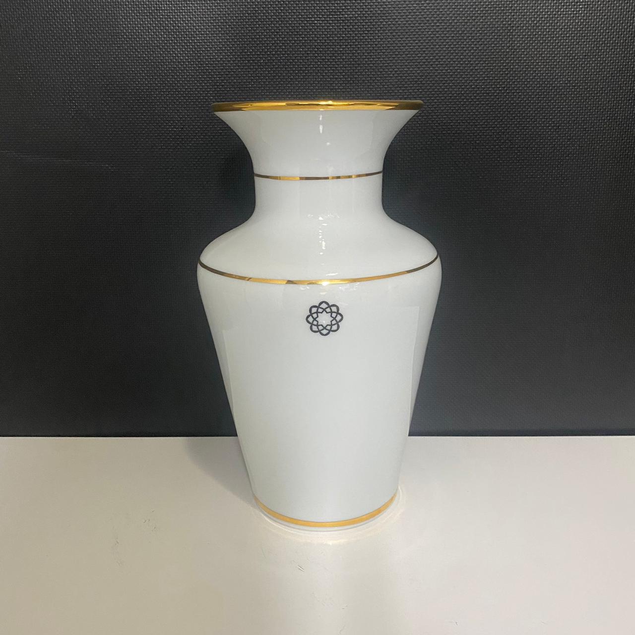 Vaso Porcelana Gigante - Branco/Dourado