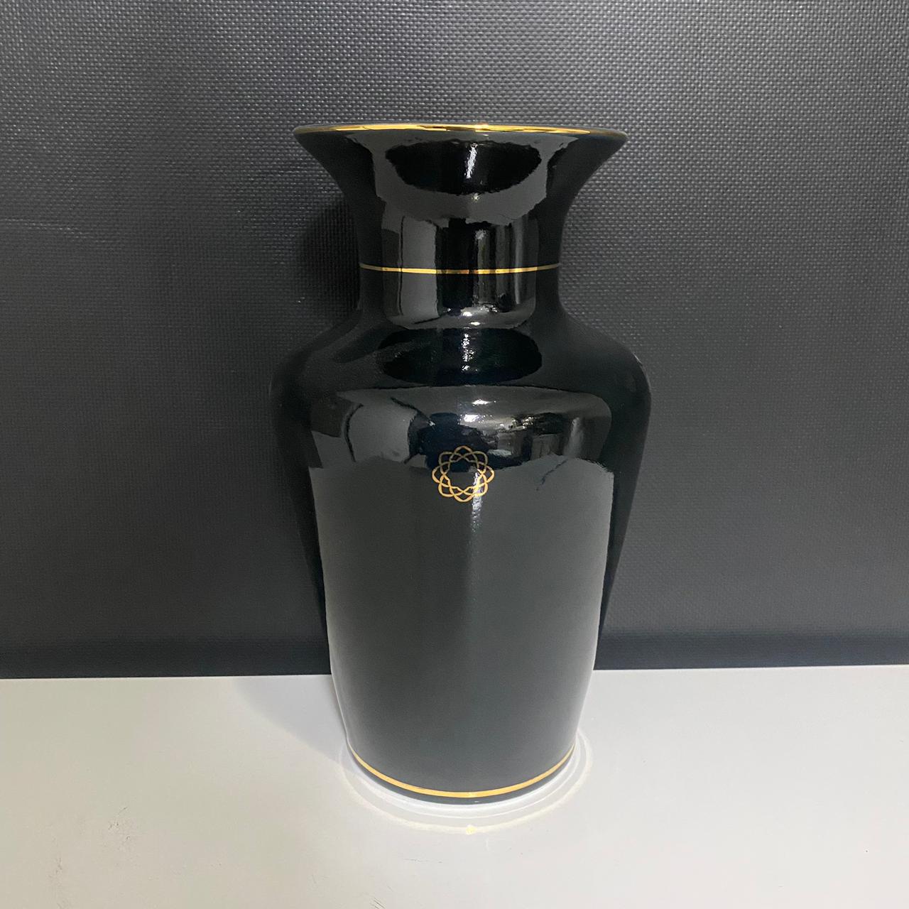 Vaso Porcelana Gigante - Preto/Dourado