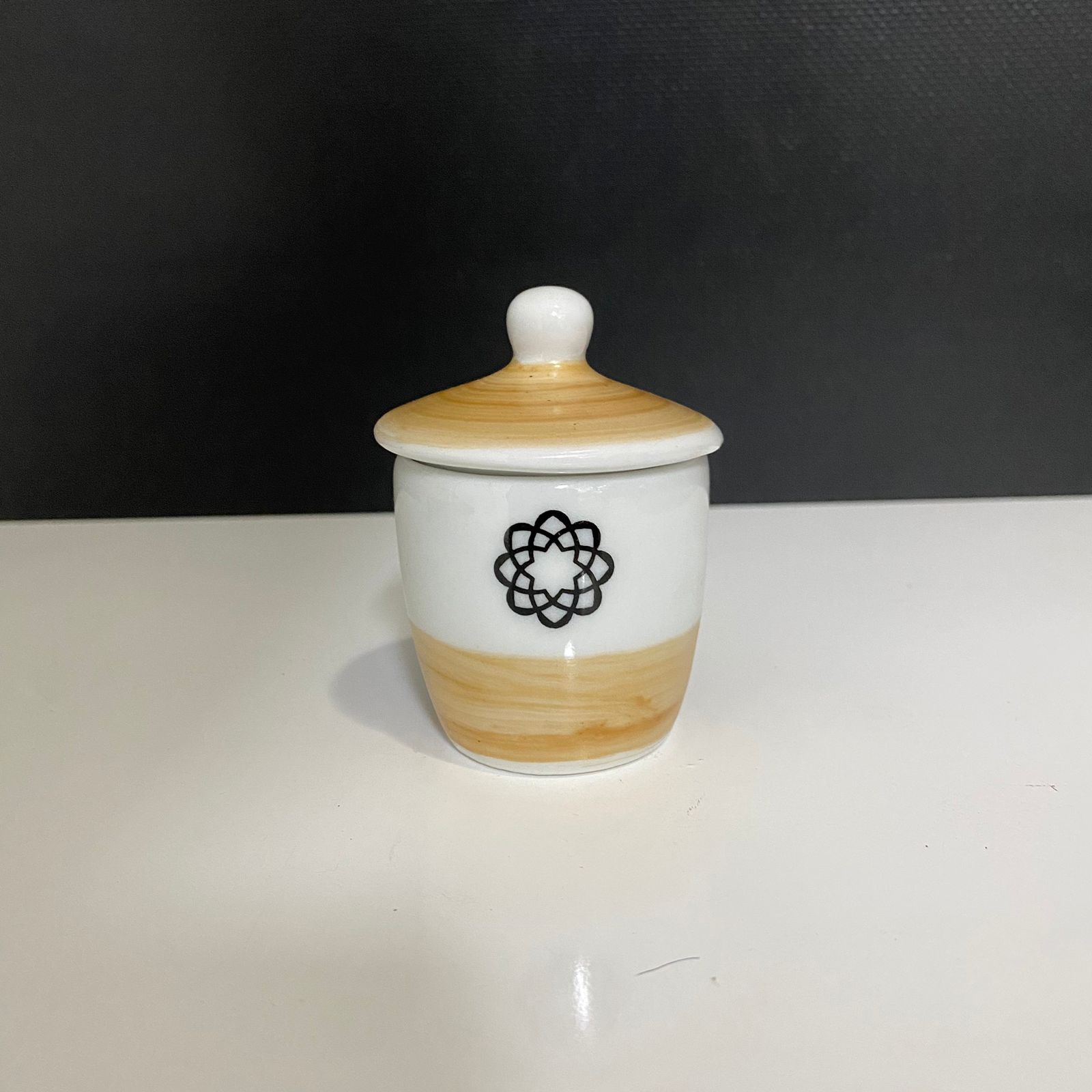 Copinho de Porcelana Médio - Bege/Branco