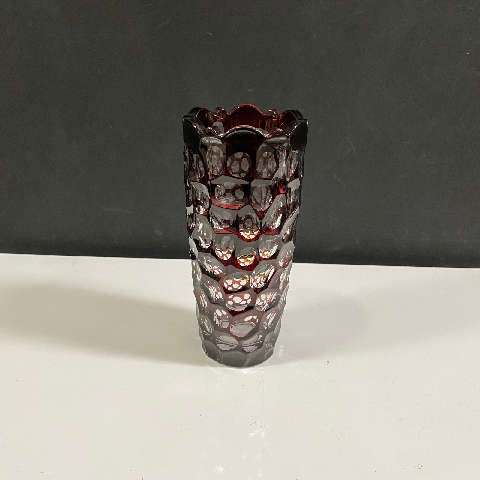 Vaso de vidro - Grena Quadrados