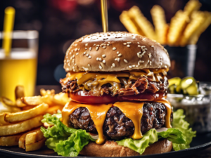 Stacked Burgie Beef with Pulled Pork