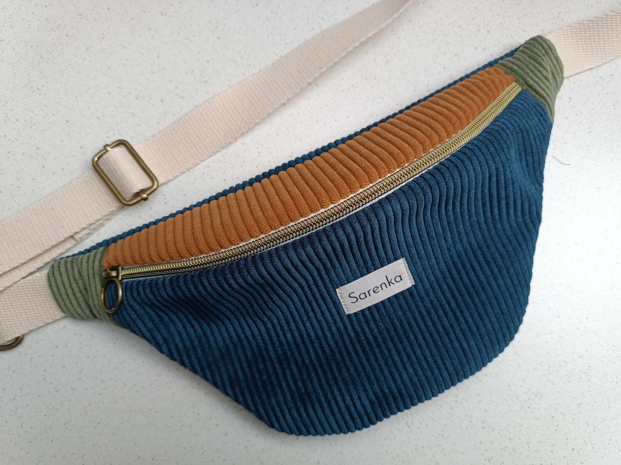 Sac Banane - Velours - Trio de couleurs - Terre et Mer