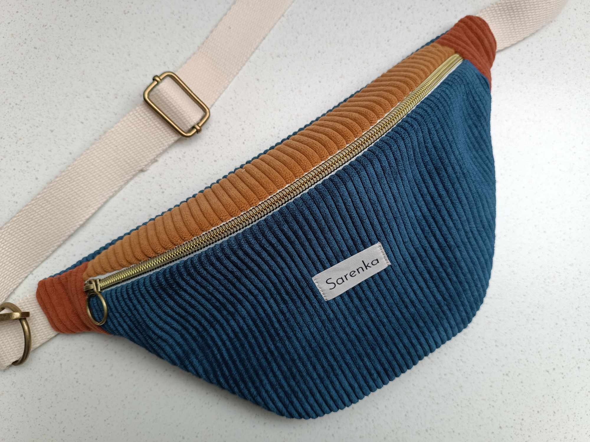 Sac Banane - Velours - Trio de couleurs - Terre et Mer