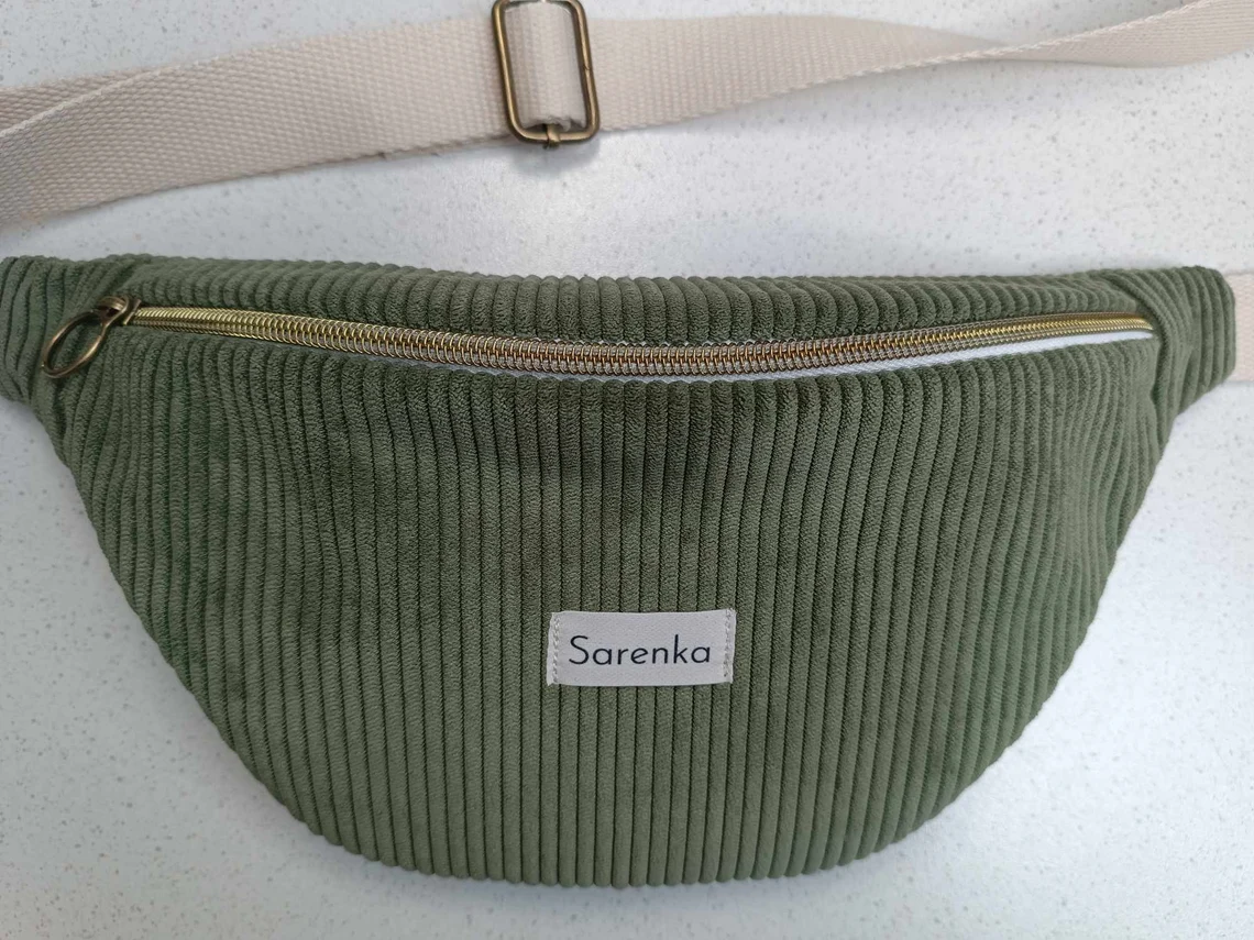 Sac Banane - Les unies - velours côtelé Terracotta ou Kaki