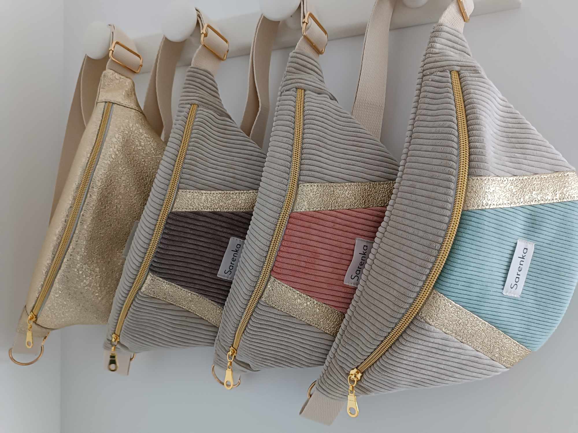 Sac Banane - Triptyque - Les Art-Déco beige et dorées 