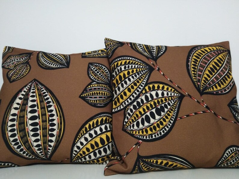 Housse de coussin - Feuilles Cacao Marron