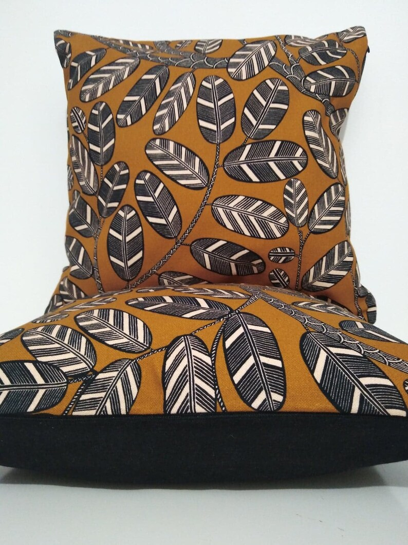 Housse de coussin - Feuilles Camel