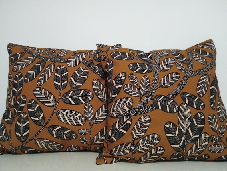 Housse de coussin - Feuilles Camel