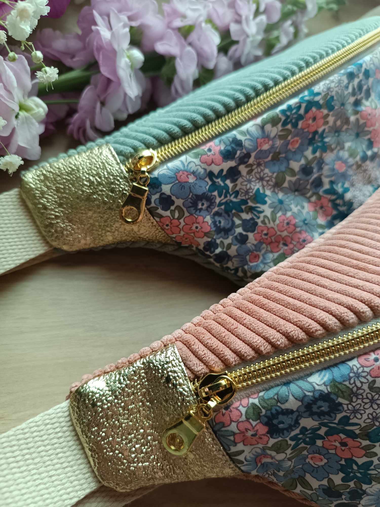 Sac Banane - Trio de couleurs - Fleuri - Doré