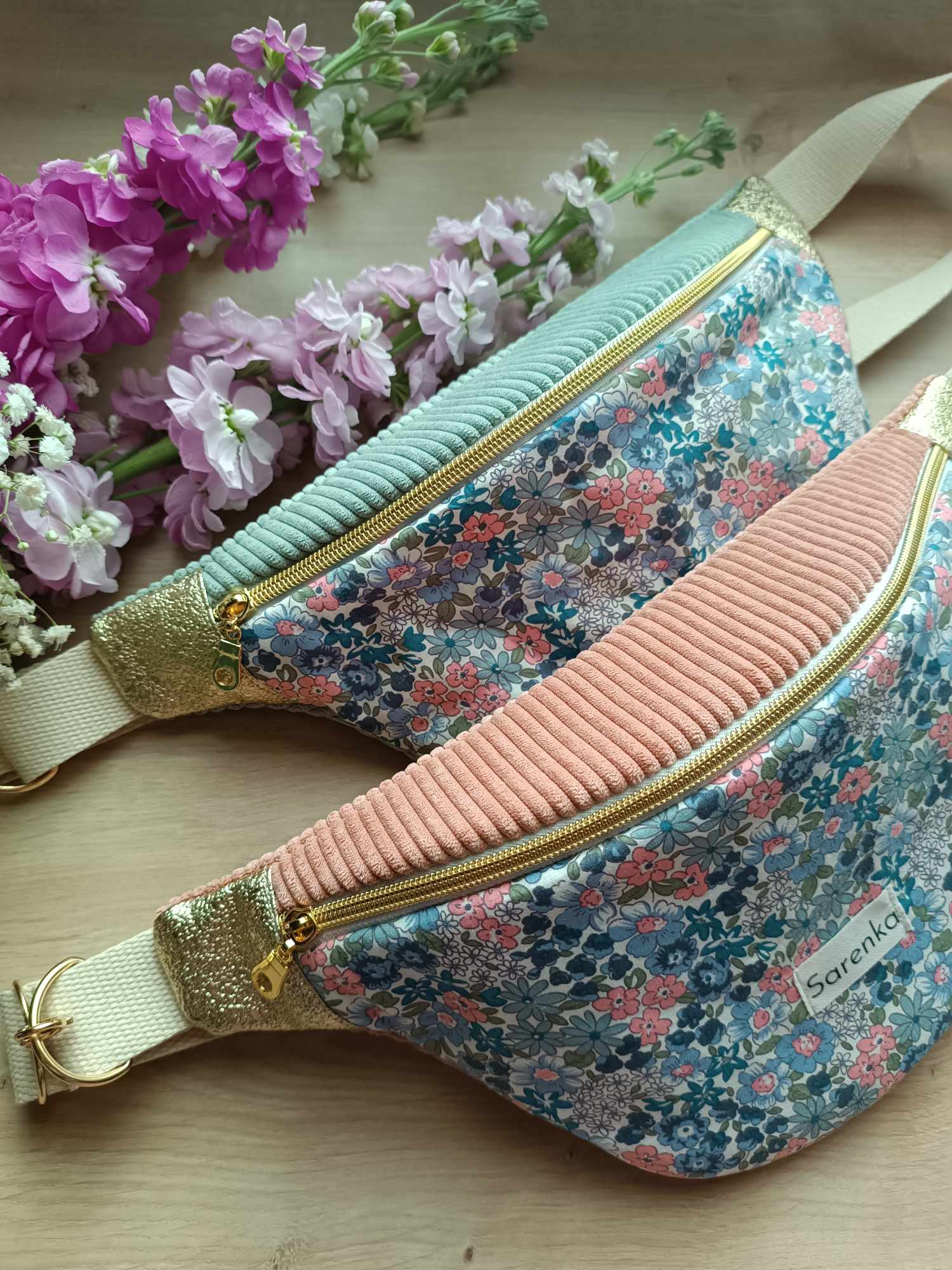 Sac Banane - Trio de couleurs - Fleuri - Doré
