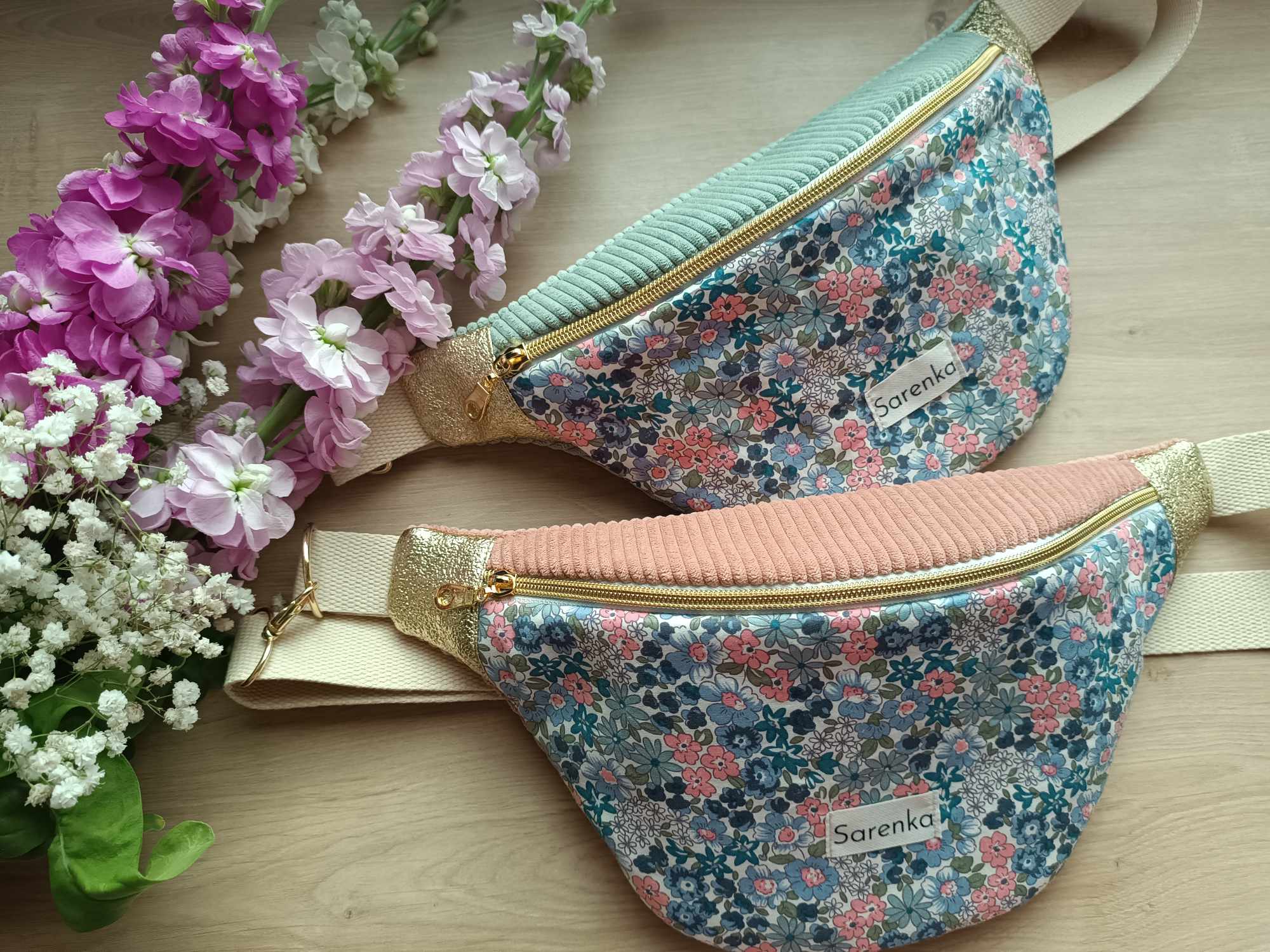 Sac Banane - Trio de couleurs - Fleuri - Doré