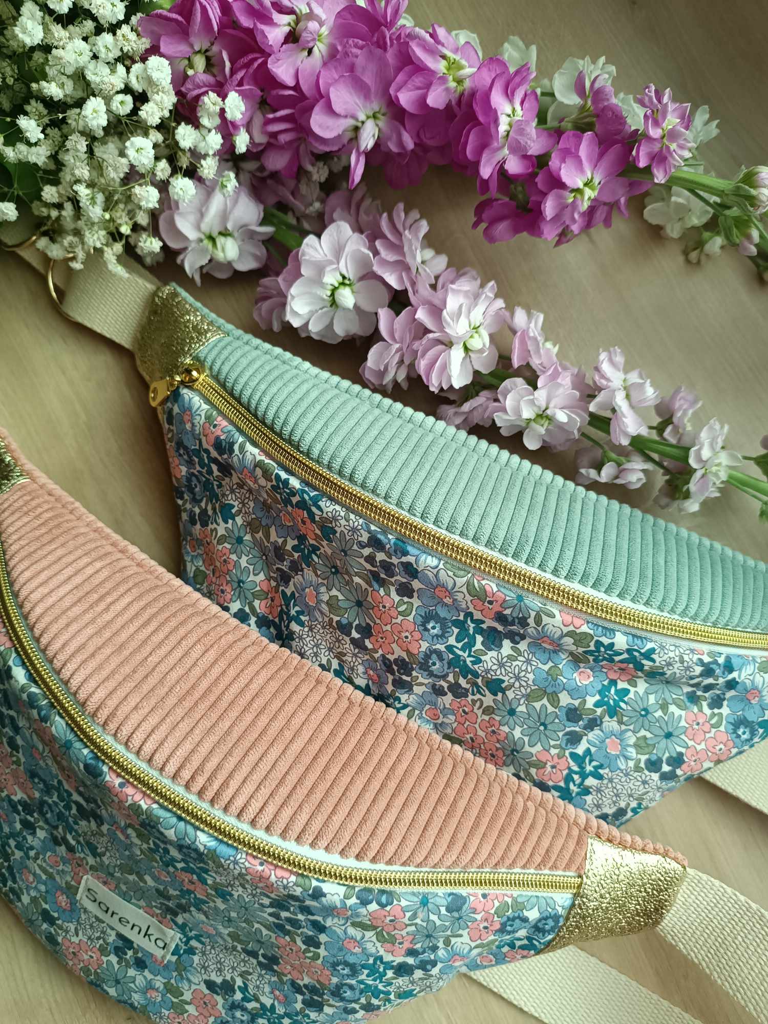 Sac Banane - Trio de couleurs - Fleuri - Doré