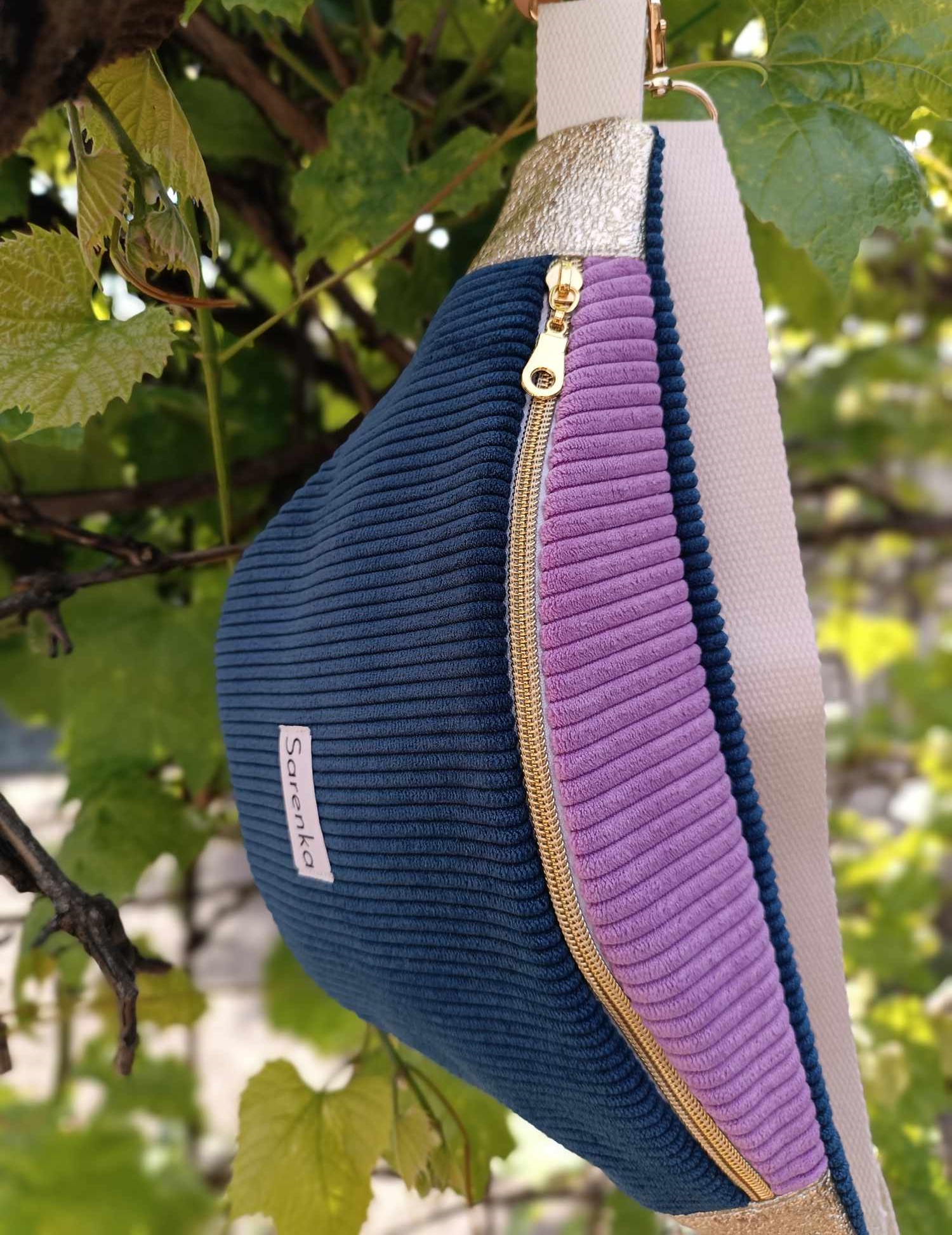 Sac Banane - Trio de couleurs - Marine / Lilas / Doré