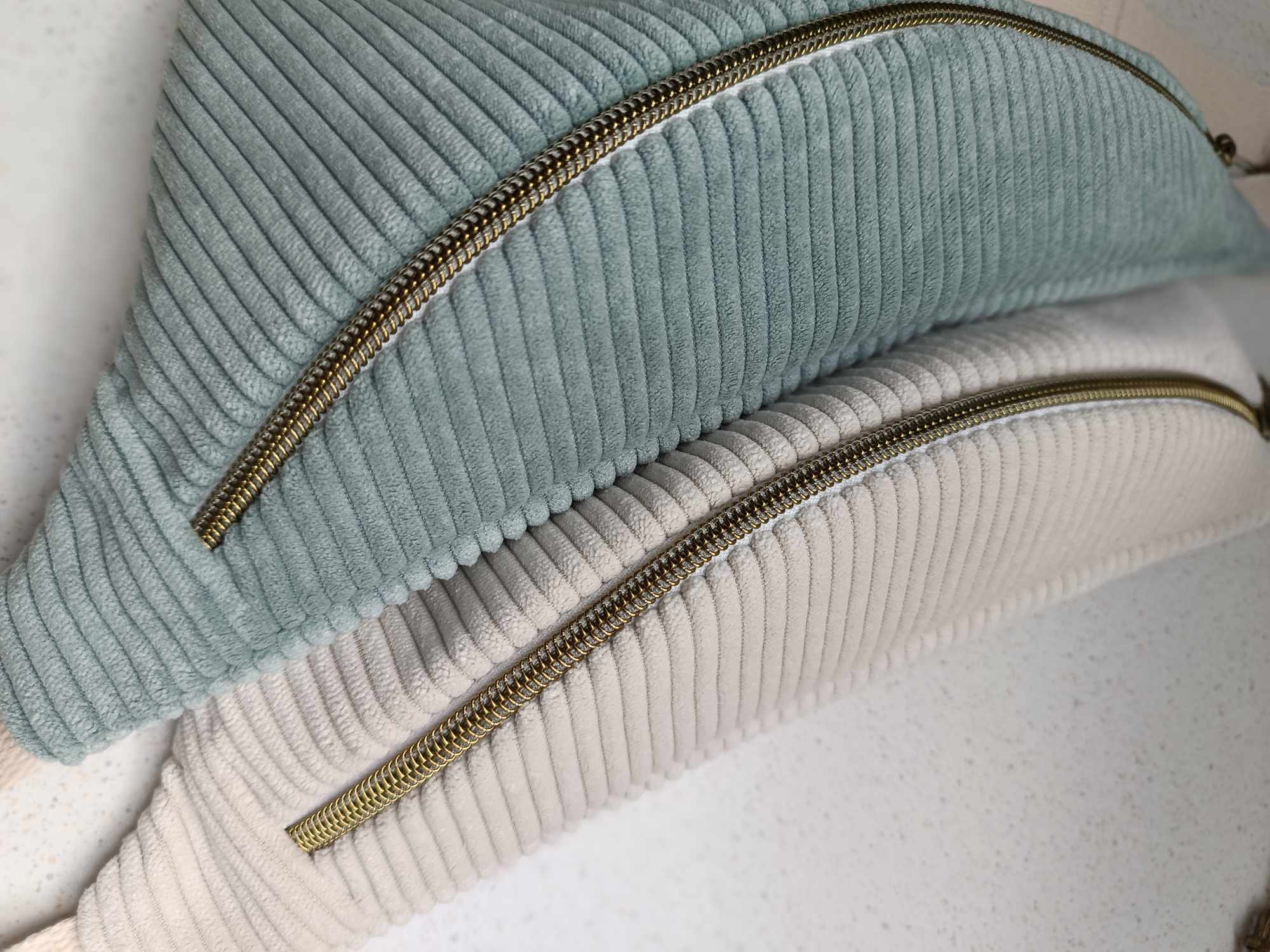 Sac Banane - Velours - Les unies - Ivoire / Vert d'eau