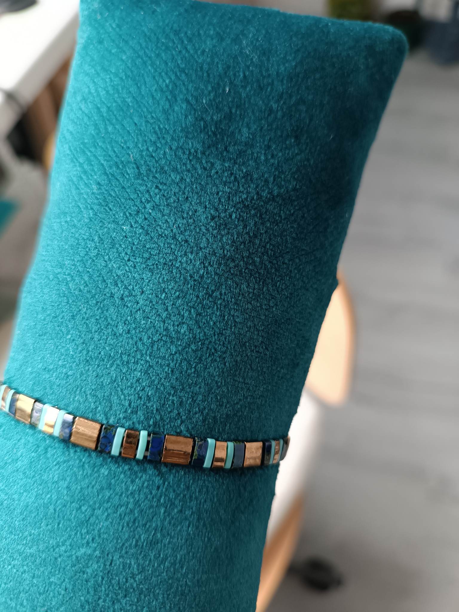 Présentoir bijoux - Velours petrol
