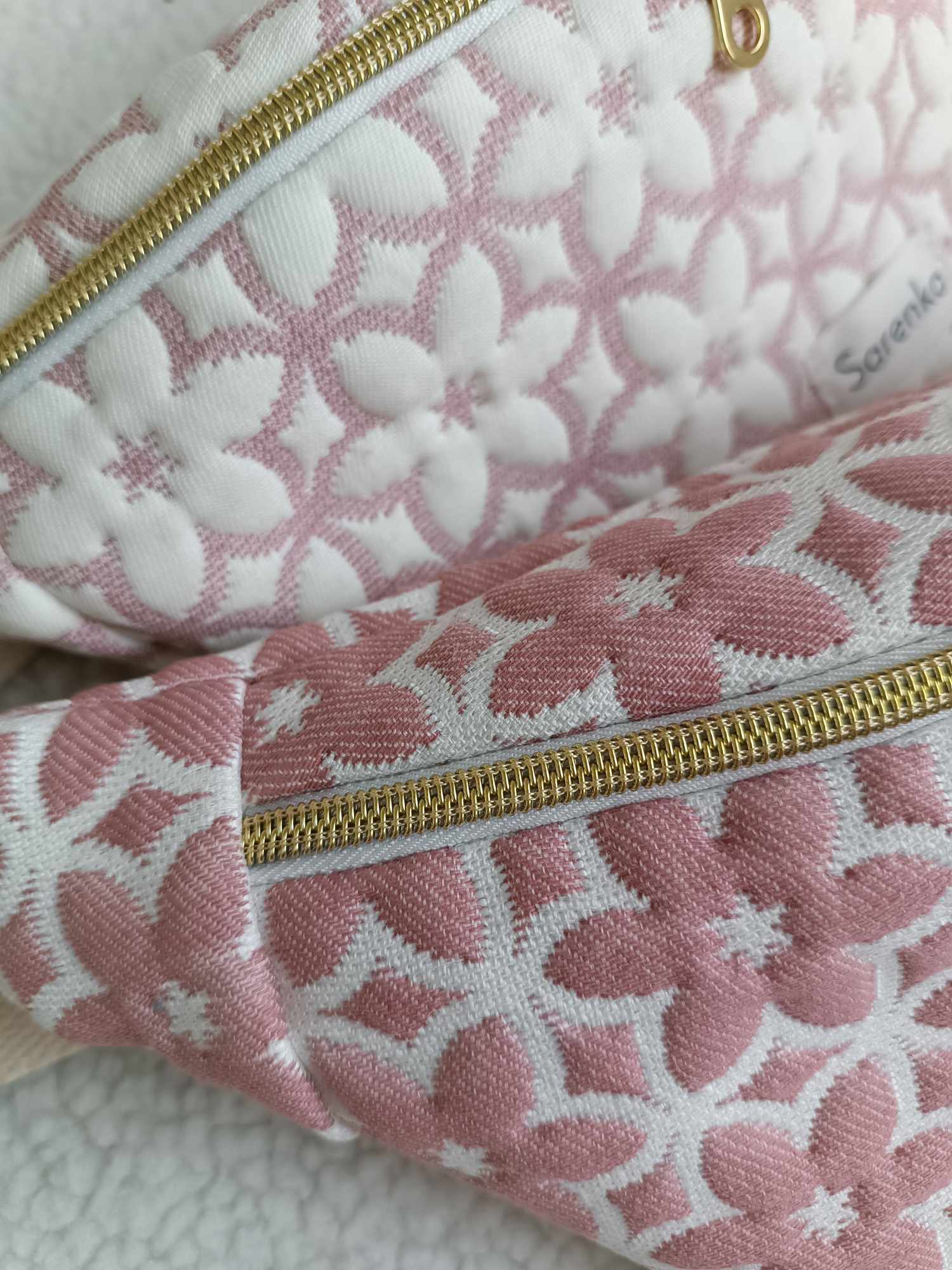 Sac Banane fleuri Rose-ivoire